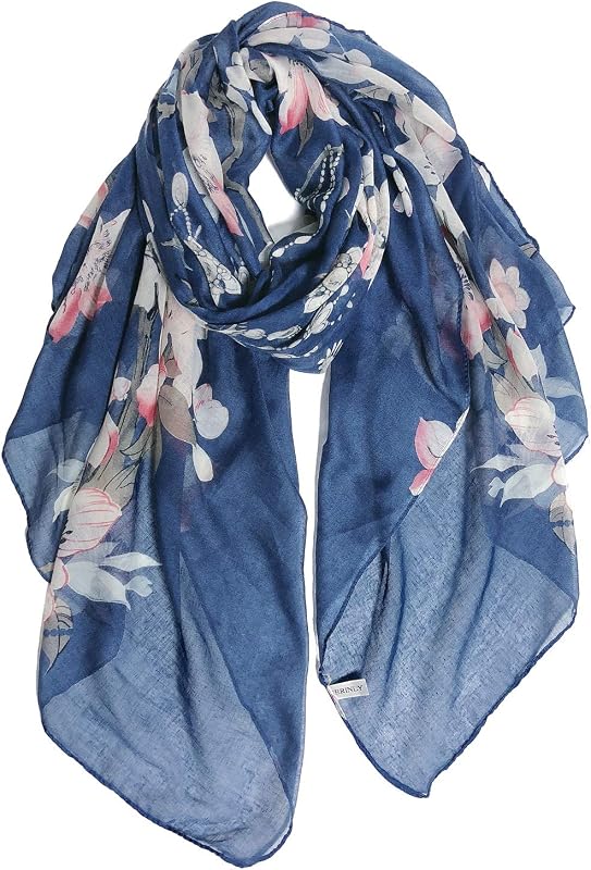 GERINLY Lightweight Scarves Fashion Print Cotton Feel Scarf for Women Shawl | Dressy Wrap, Long Voile Head Scarf Hijab, Summer Gift