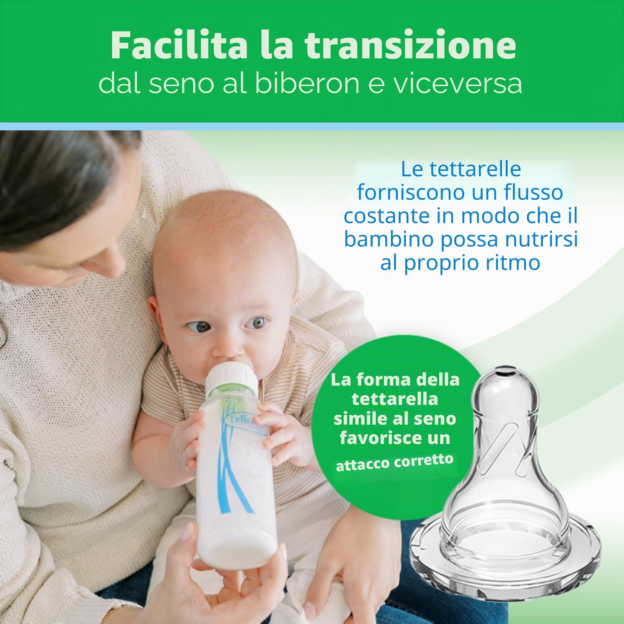 Dr. Brown's Anti-Colic Options+ Narrow Glass Baby Bottle with Level 1 Slow Flow Nipple, BPA-Free, 4 oz/120mL, 4-Pack