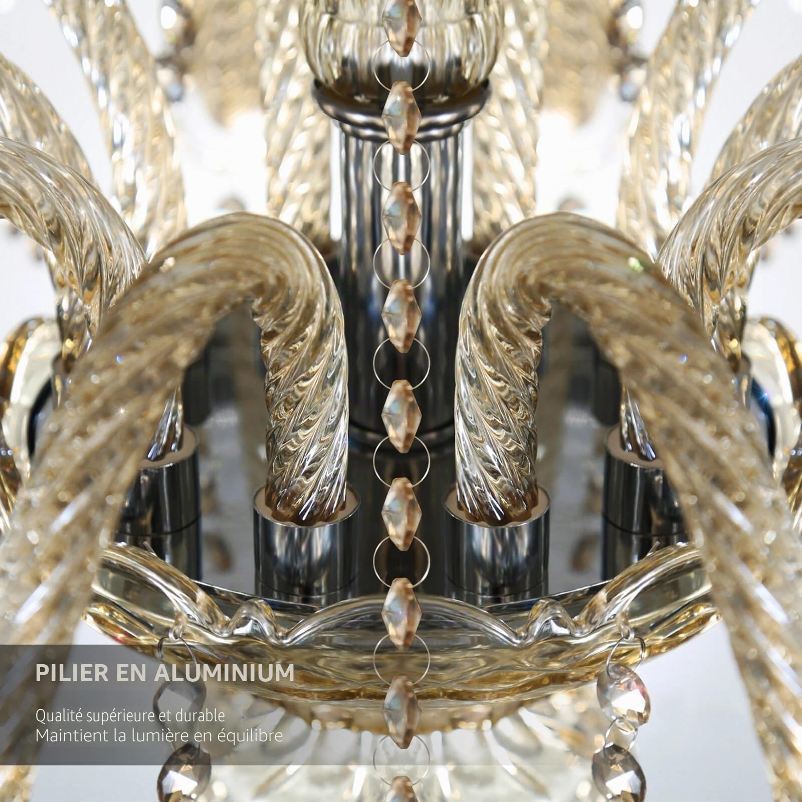 Lustre moderne à 10 ampoules en cristal K9, couleurs cognac, suspension en bougie, éclairage de plafond élégant pour salle à manger, salon, chambre à coucher et accessoires de maison