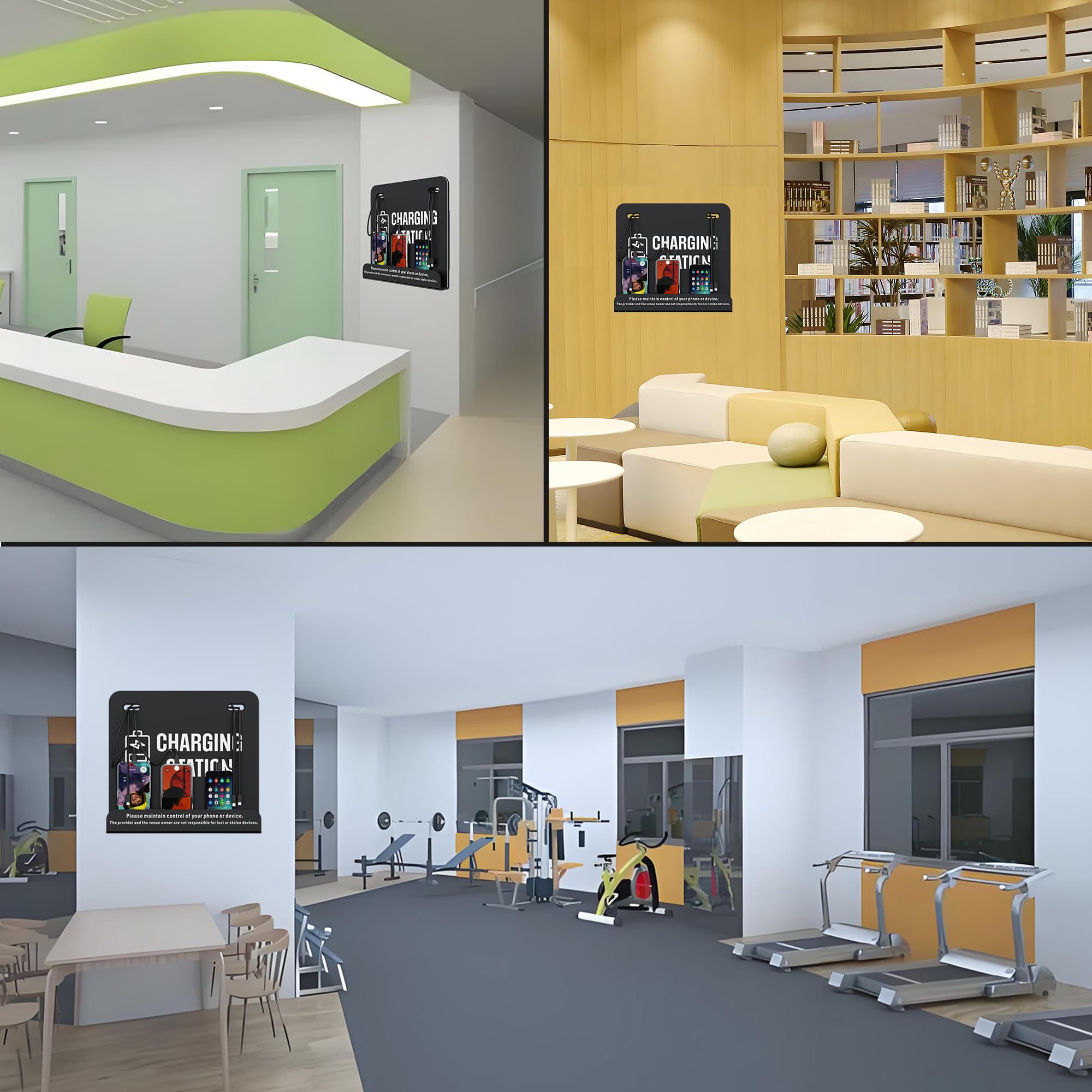Mini estación de carga de teléfono celular de 6 puertos compatible con 3 tipos C, 2 Apple, 1 micro USB, ideal para hospital, ayuntamiento, refugio, banco, hotel, gimnasio, aeropuerto, estadio, parque,