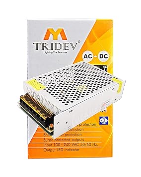 Tridev Traders 5V 10A 50W DC Switching Switch Power Supply for Pixel Light, LED Strip, CCTV (Silver)