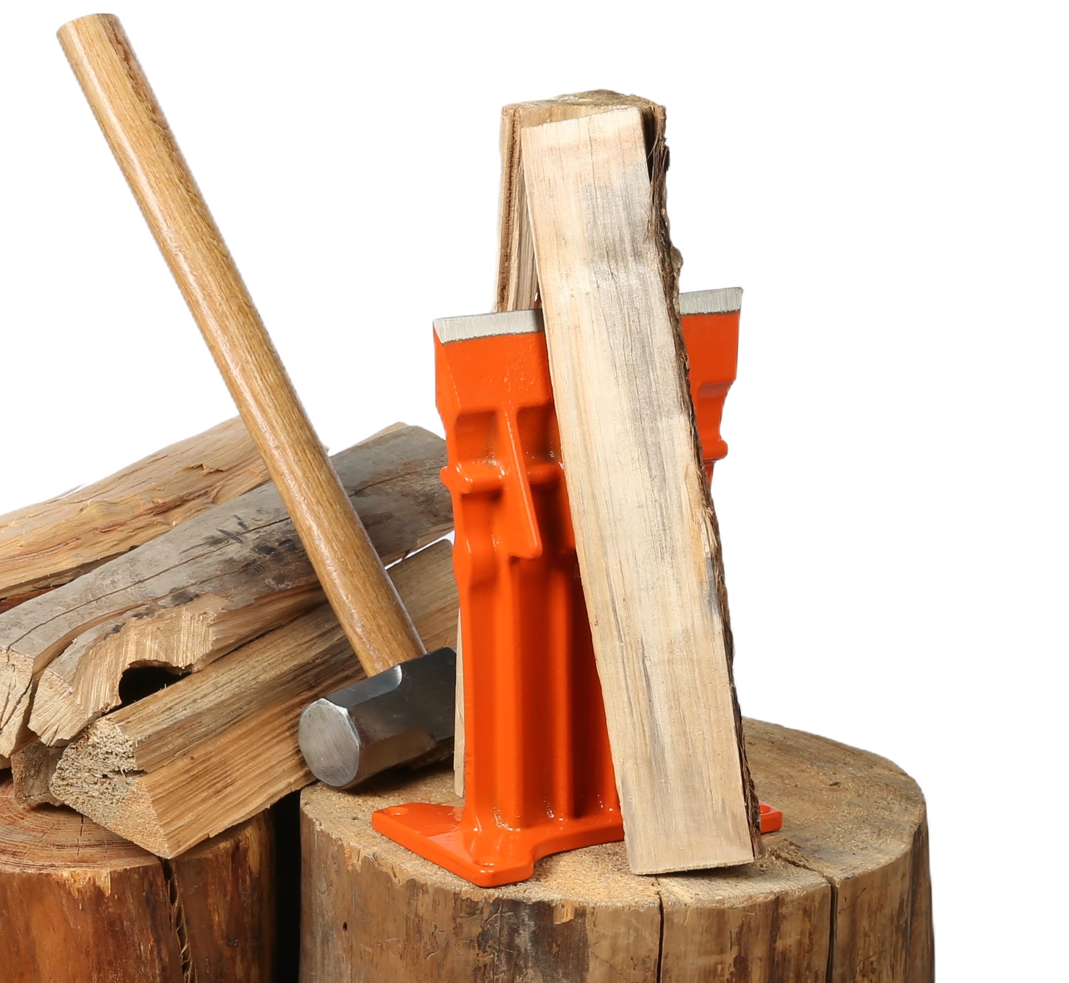 SPEED FORCE Kaminholz Anzündholz Holzspalter - Keine Axt! Keilspitze Spalten Brennholz 15.2 cm orange mit Sicherheitsabdeckung