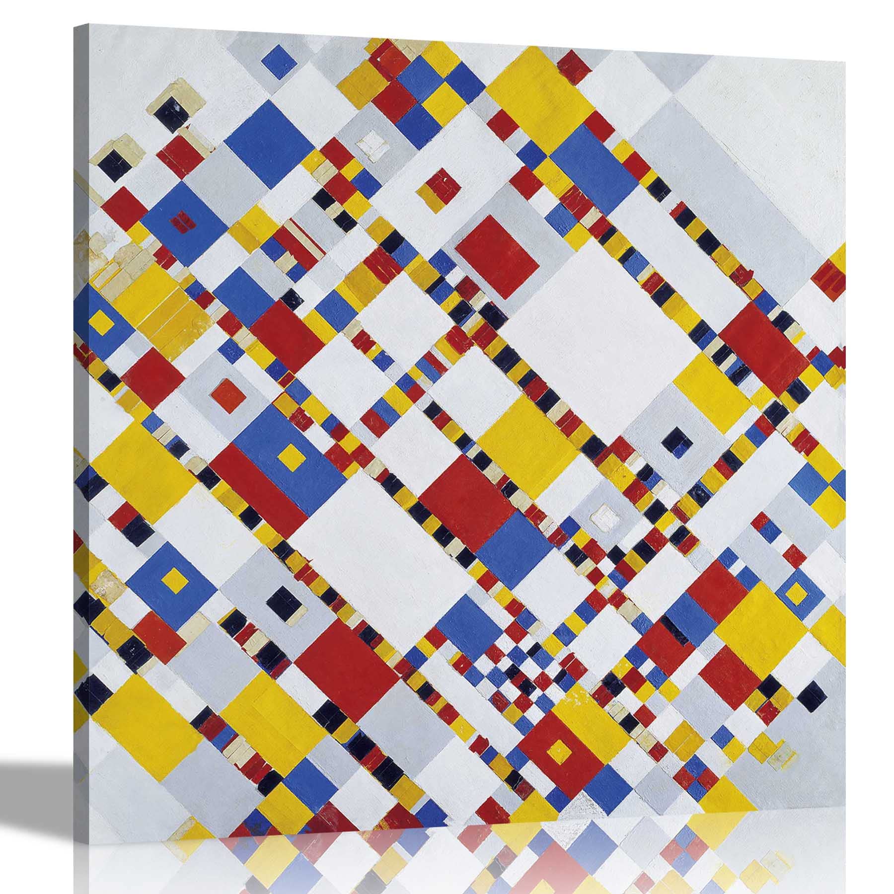Artley Prints Victory Boogie Woogie By Piet Mondrian Canvas Wall Art Prints Pictures Framed Home Office Decoration 60 X 60Cm (24 X 24 Inches)