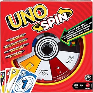 Comprar Mattel Games UNO Spin Juego de cartas para niños, adultos y noches en familia, juego clásico con ruleta y nuevas reglas y desafíos, actividad para días de lluvia, JGR00