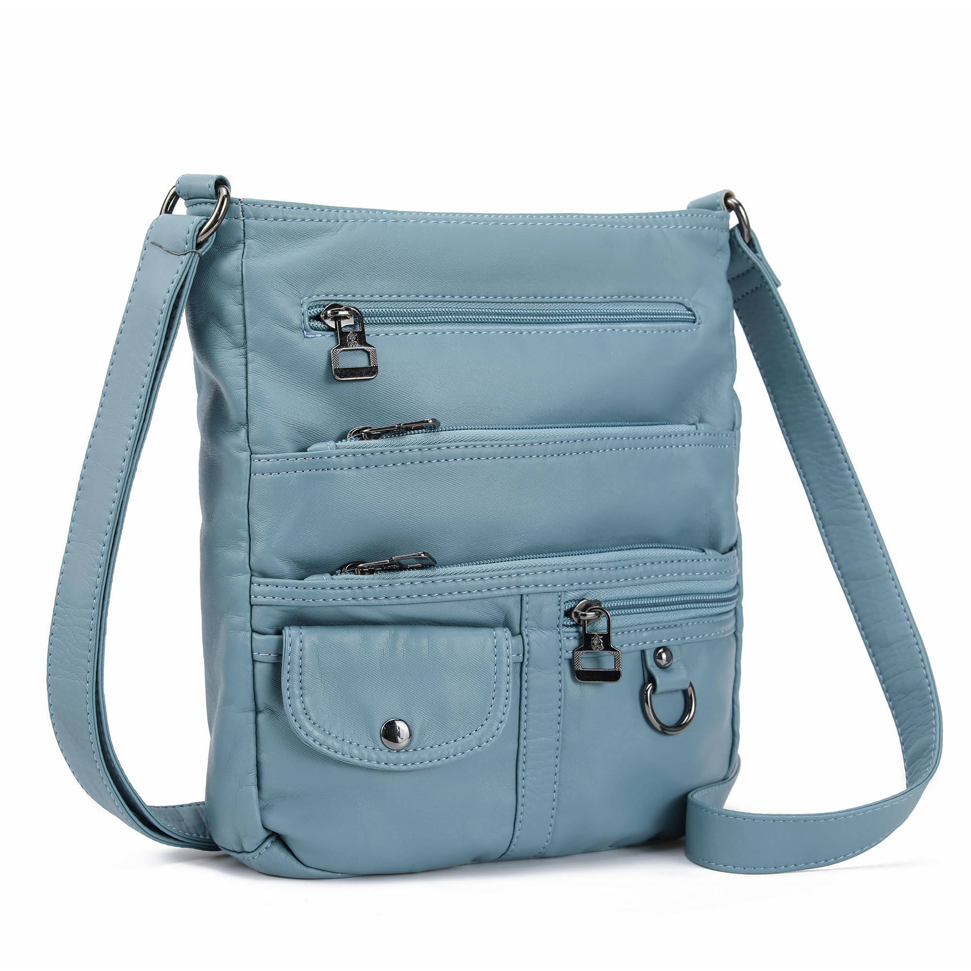 MINICAT Crossbody Purses for Women Multi Pocket Crossbody Bag Soft Leather Cross Body bag for Woman Small Shoulder Bags