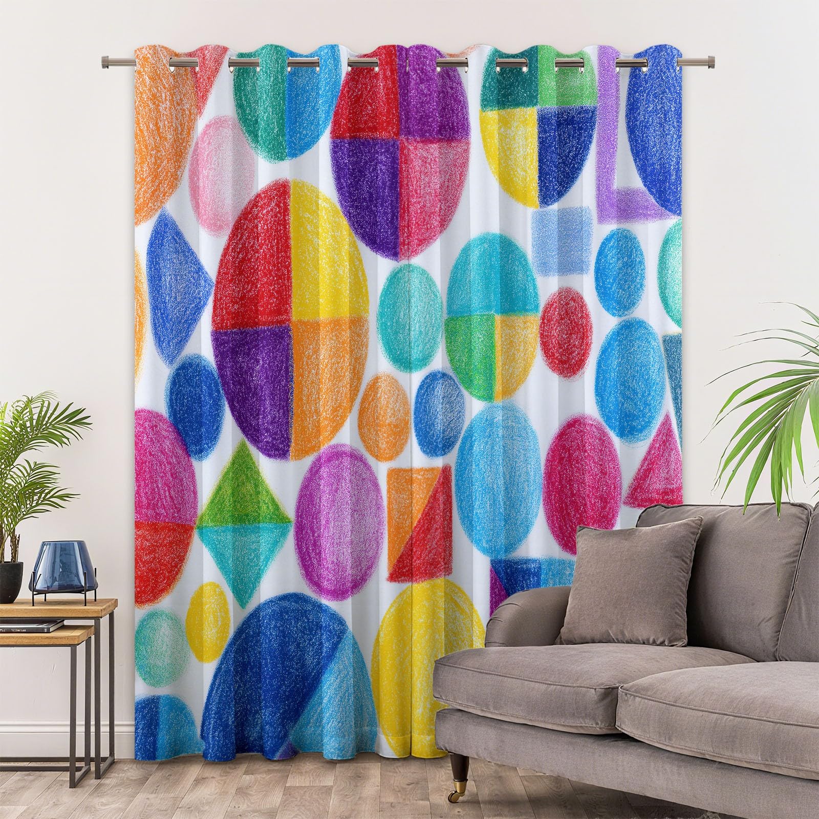Kolor Termiczne zasłony zaciemniające 280 x 245 cm Ręcznie rysowane wzory geometryczne - izolowane zasłony odporne na zimno i ciepło, gruba tkanina, idealne do salonu, sypialni lub biura