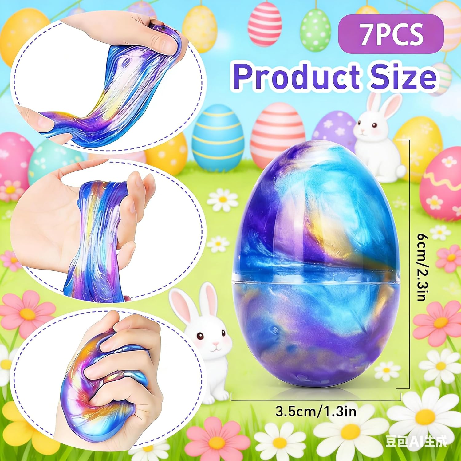 Christmas Hanging Slime Kit Prefilled Easter Eggs Galaxy Slime Toys, Teens Easters Basket Stuffers Egg Fillers, Games Gift Egg Hunt Easter Party Favors Filled