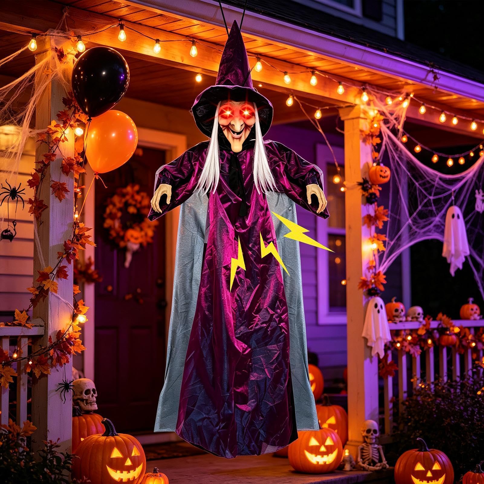 Decorazioni Halloween Outdoor Decorazione da Appendere Halloween Spaventosa | Parlante da Giardino con Occhi Luminosi per Arredare Giardino Portico Terrazza Festa a Tema Horror