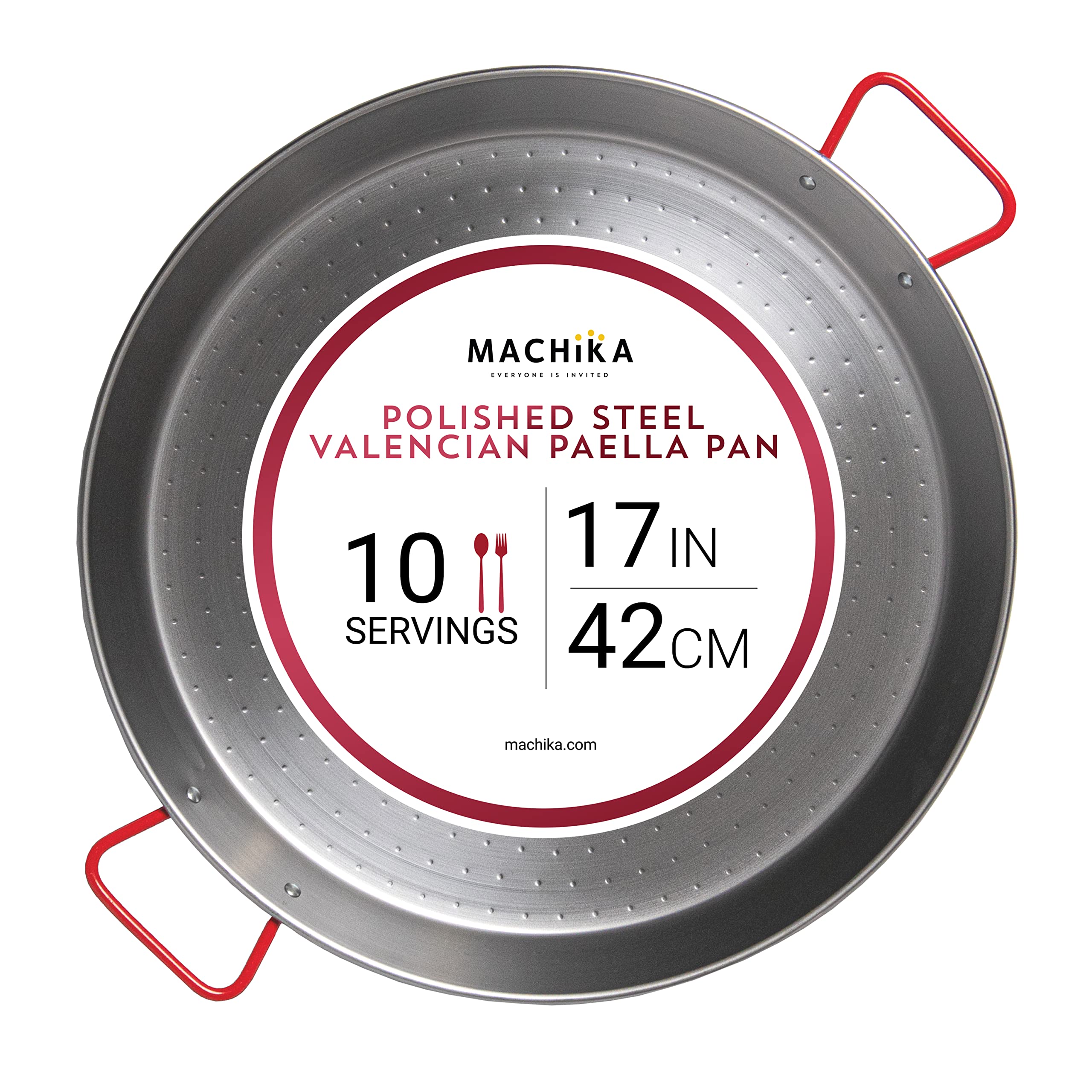 Machika Skillet Pan, Carbon Steel Paella Pan, Carbon Steel Pans for Cooking, Thin Carbon Steel Pan for Paella, Skillets For 10 Servings | 17 Inches