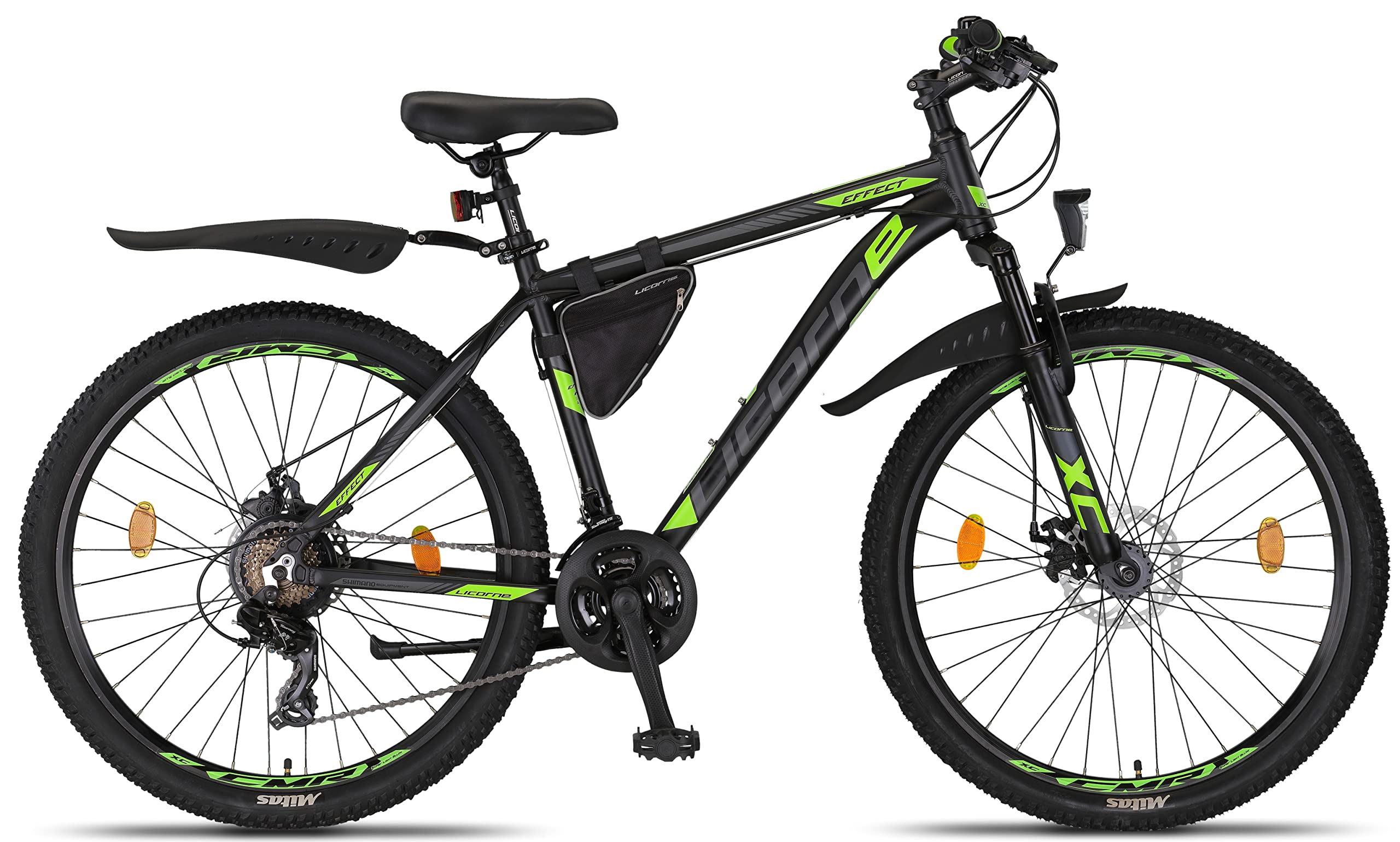 Licorne Bike Bicicleta de montaña prémium para niños, niñas, Hombres y Mujeres, Cambio de 21 velocidades, para Hombre, Effect, Niñas, Negro/Lima (2 Frenos de Disco) 26"