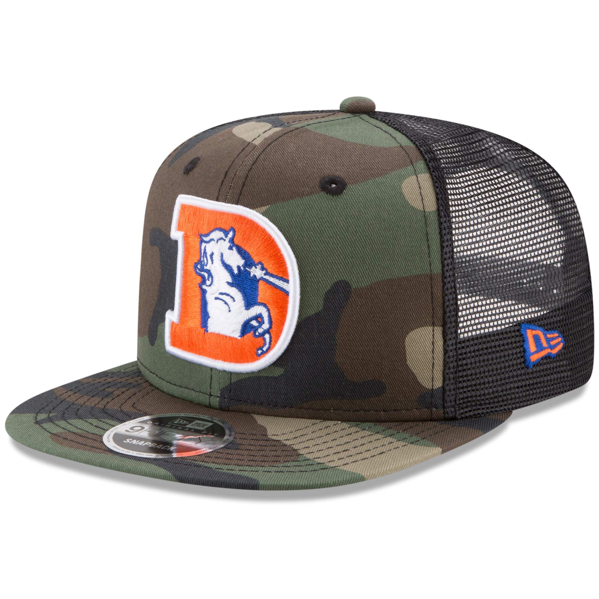 New Era Throwback Denver Broncos Mesh 9Fifty Snapback Cap Wood camo