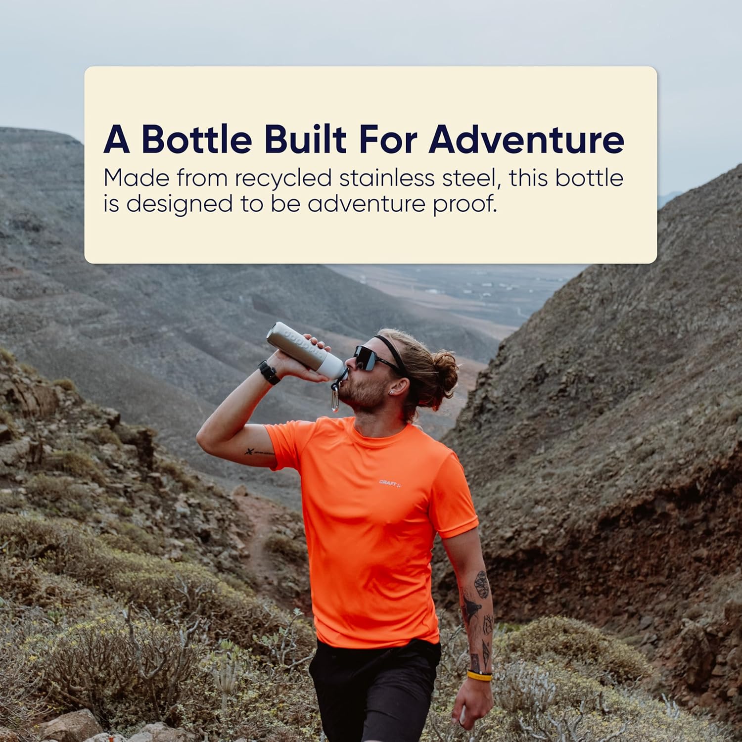 Preserve Dopper Stainless Steel Water Bottle BPA Free, Dishwasher Safe - Made from 90% Recycled Steel - Lightweight, Durable Water Flask for Travel, Backpack, Office, Workout, Bike, Gym |16.5oz 490ml