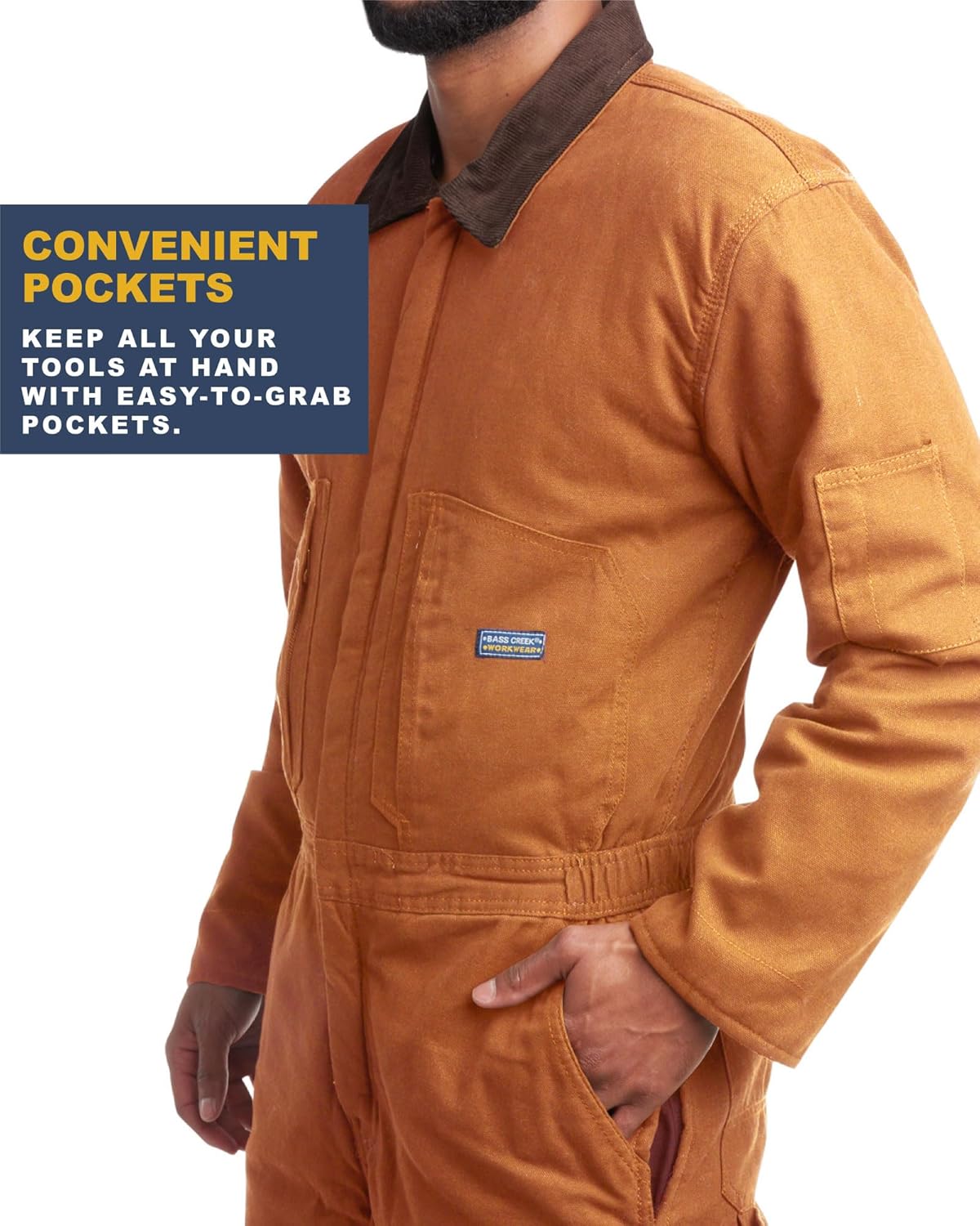 Bass Creek Outfitters Mens Coveralls - Water Resistant Long Sleeve Work Wear Jump Suit Insulated Coveralls for Men - Image 4