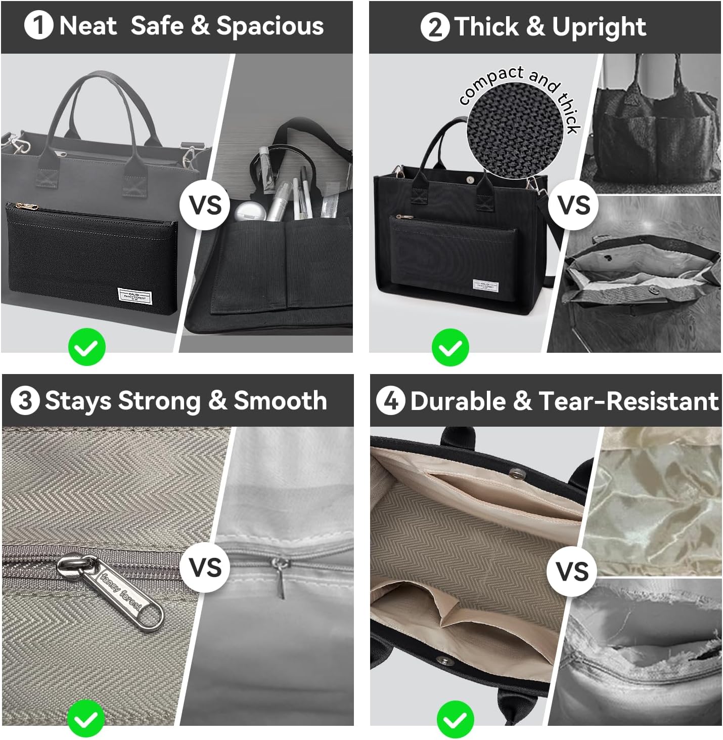 Fancy Forest Work Tote Bags for Women With Compartments, Large Canvas Crossbody Purse with Zipper for College, Travel, Bible - Image 4