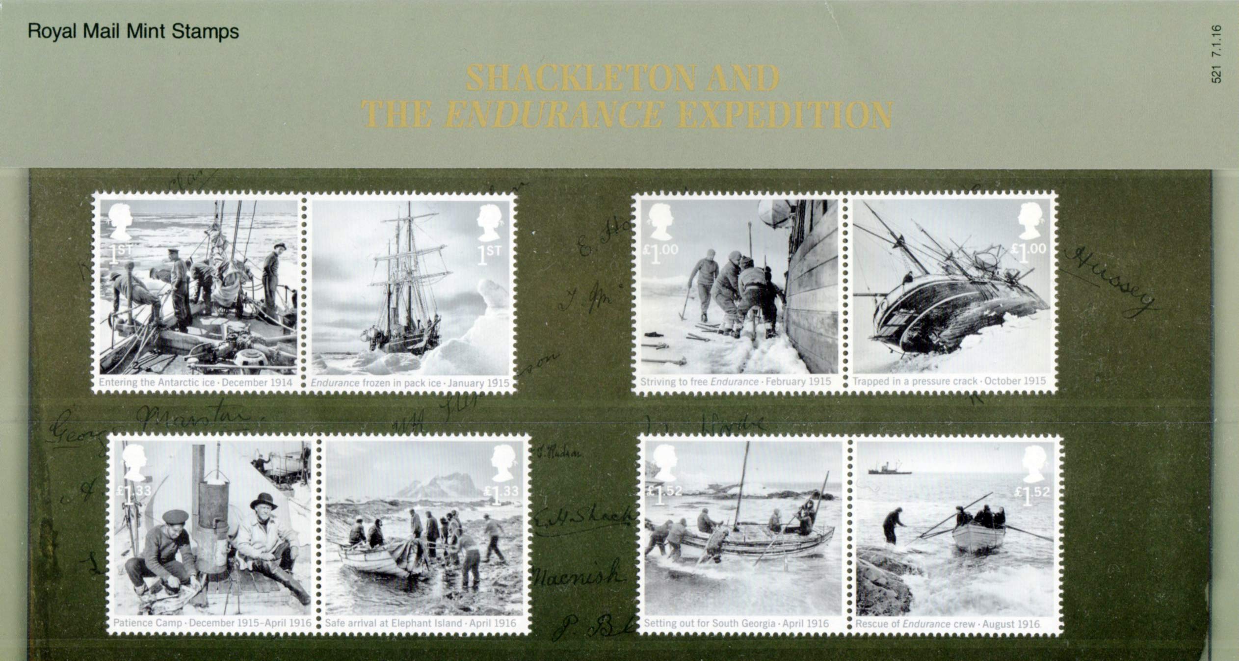 2016 Shackleton and the Endurance Expedition Stamps in Presentation Pack PP494 (printed no. 521) - Royal Mail Stamps
