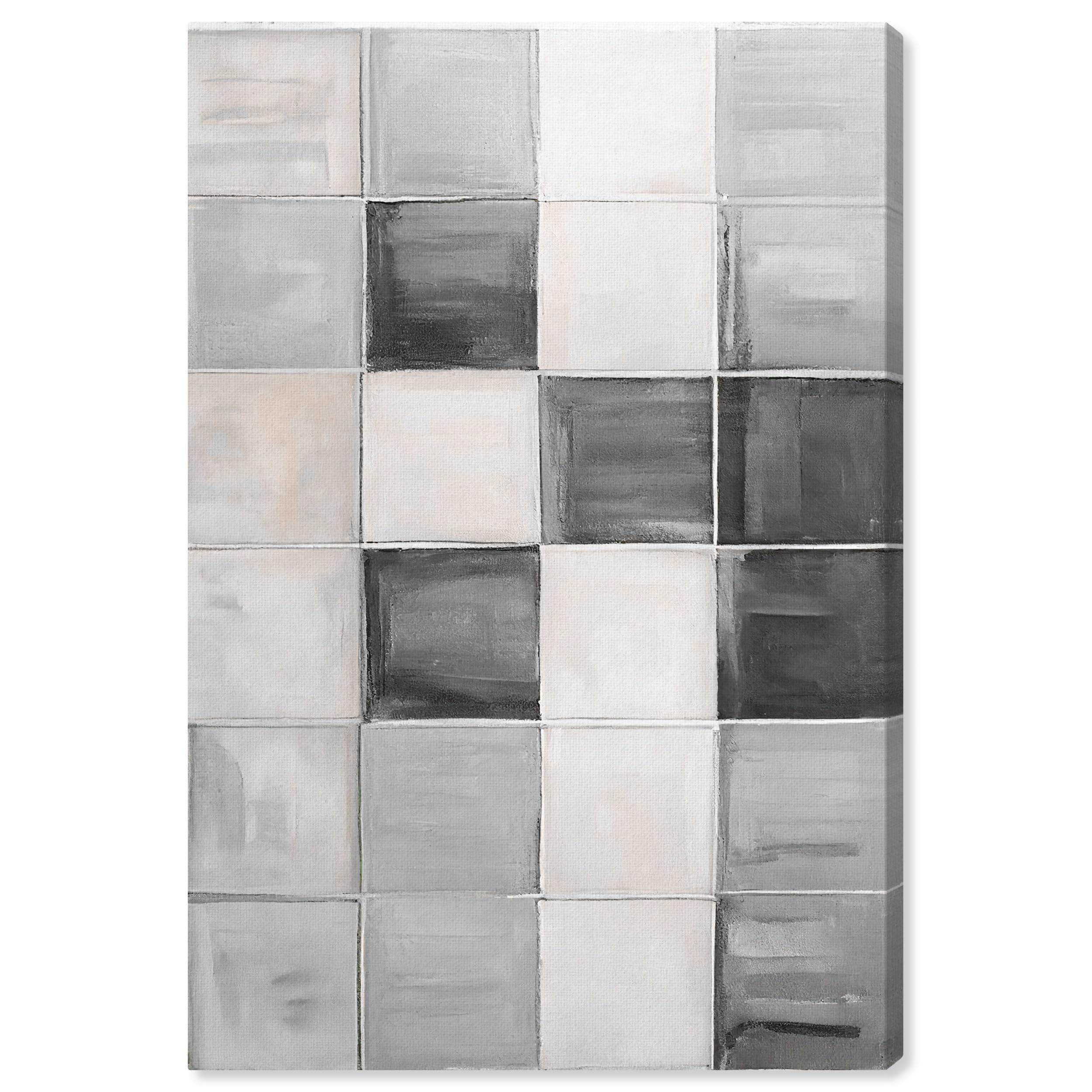 Photo 1 of Wynwood Studio Abstract Modern Wrapped Canvas Art - Features, Wall Art for Living Room, Bedroom, and Bathroom, 30 in x 45, Gray and White Home Decor