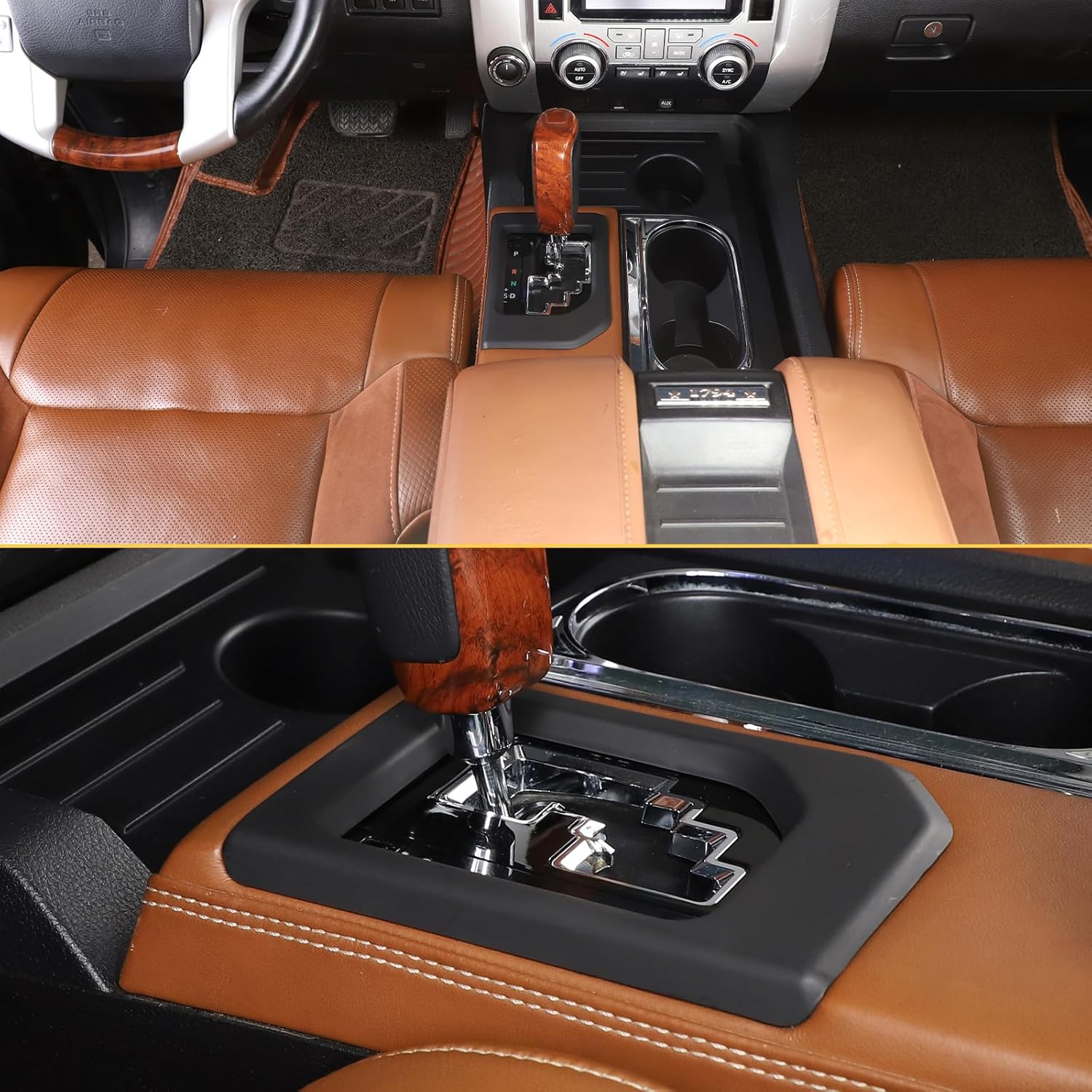 CHEAYAR Gear Shift Panel Trim Cover Fit forToyota Tundra 2014-2021, Car Accessories Matte Blackout Gear Shift Console Anti-Scratch Panel Protector Frame Cover ABS 1pcs