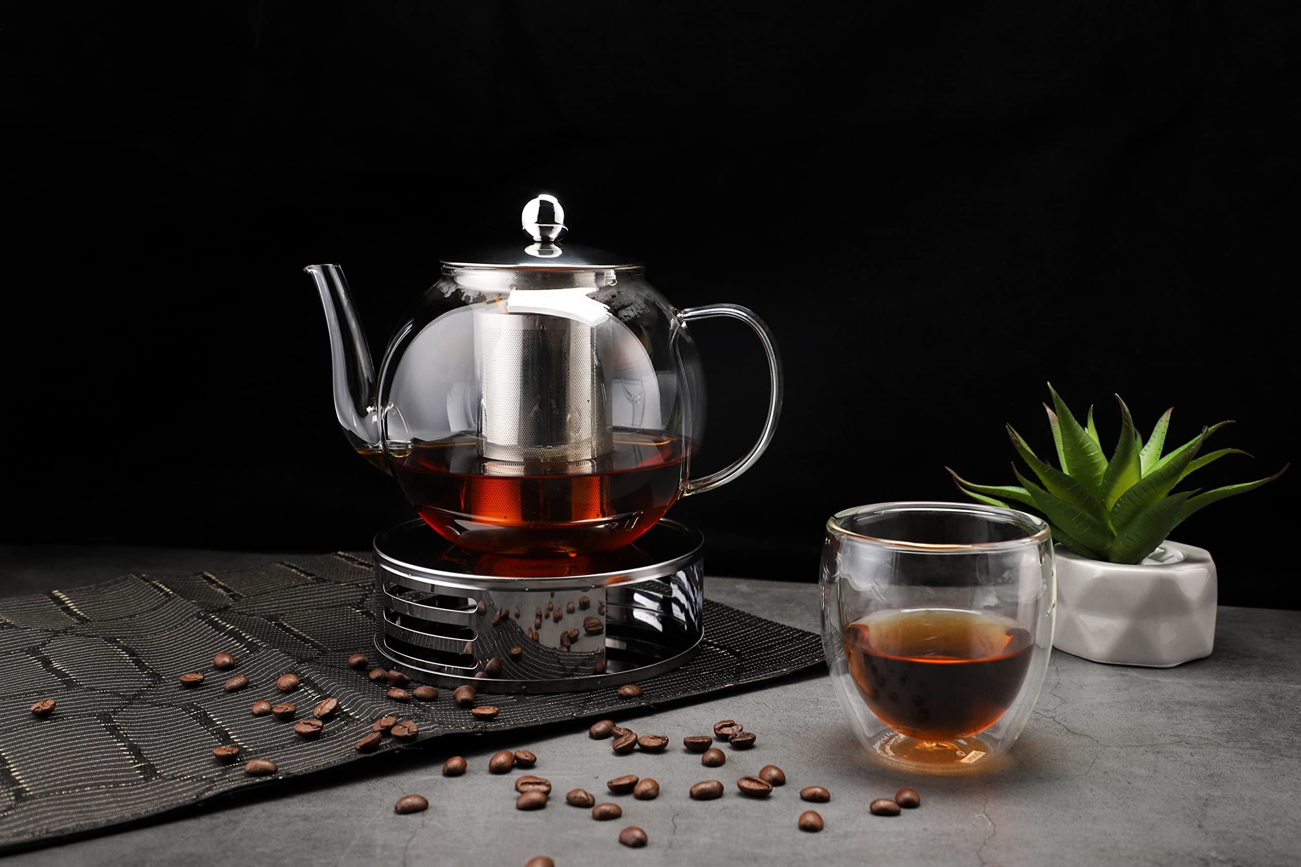 ECHTWERK Stövchen, Teestövchen aus Edelstahl, Runder Tee- und Kaffeewärmer, Untersatz für alle handelsüblichen Tee- und Kaffeekannen, Silber-Edition