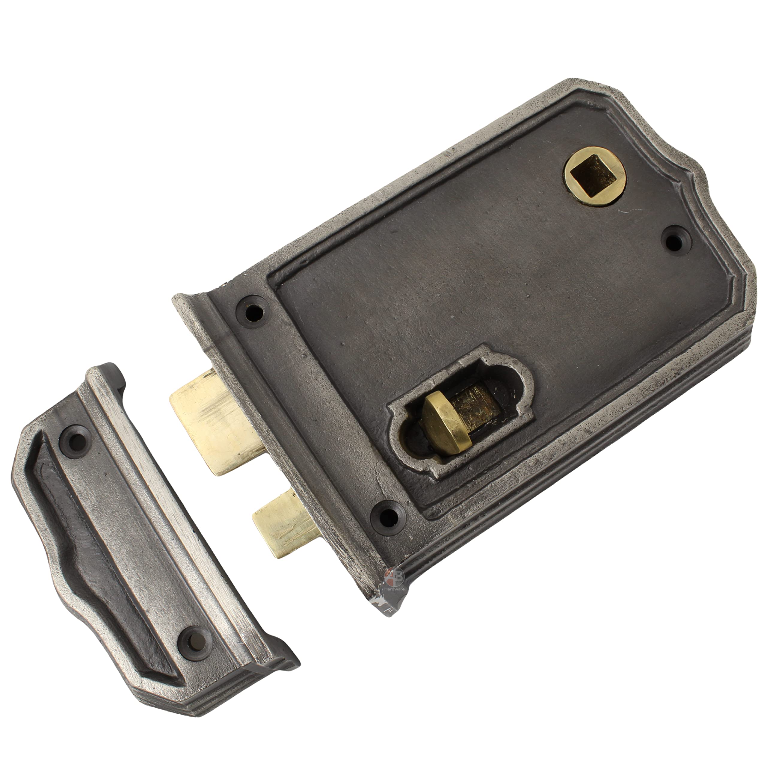 A.b Hardware Small Old Solid Cast Iron Victorian Style Rim Door Latch Lock Antique Vintage - Ab Hardware