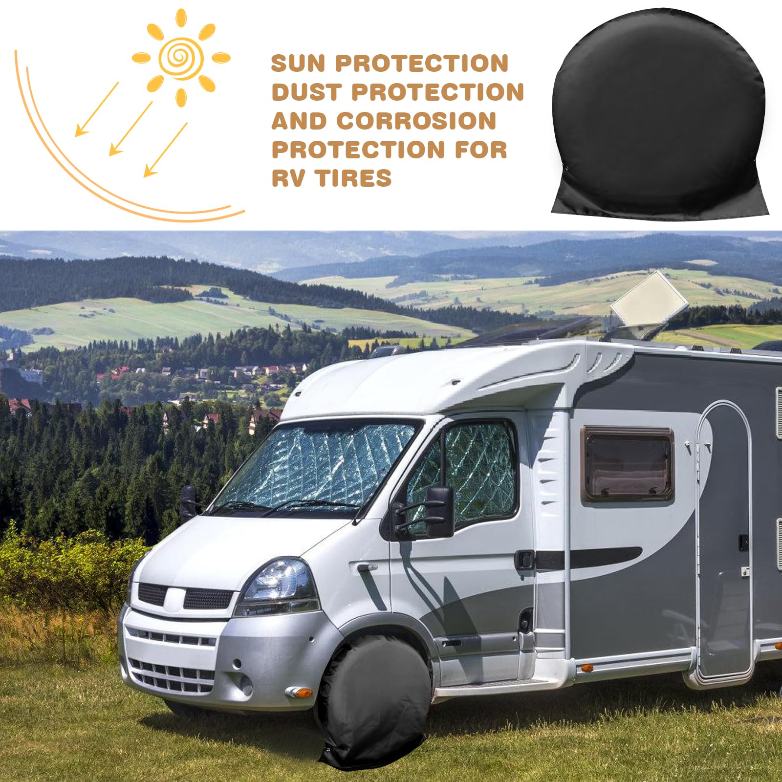 Fundas Protectoras para Ruedas de Caravana: WIYETY 2 Piezas Funda de Rueda 27"-29", Cubiertas de Rueda para Remolque for Caravan, Motorhome, Caravan, Black