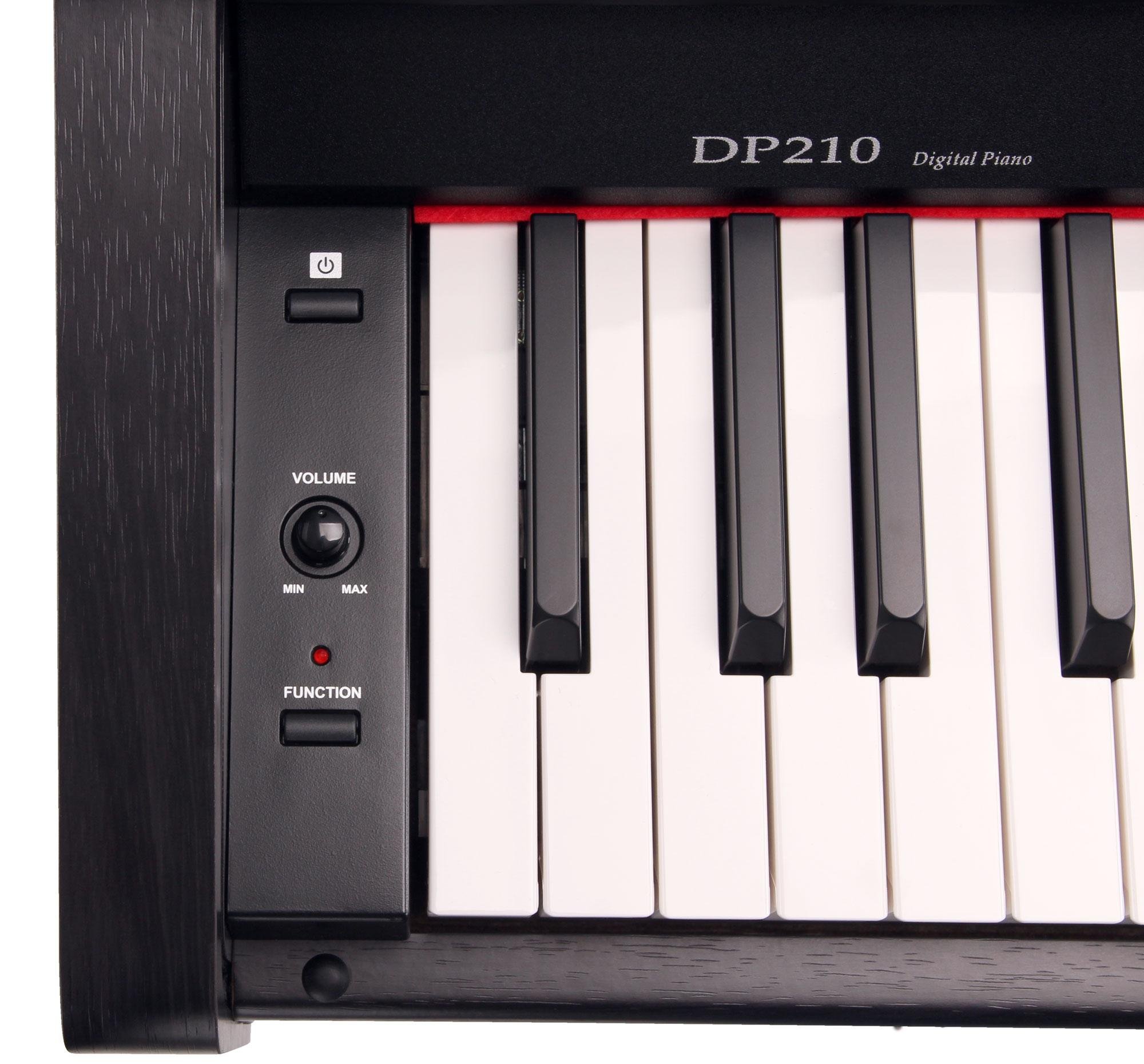 Classic Cantabile DP-210 RH E-Piano Bois de Rose, Polyphonie 64 voix | Clavier HA-88-S500 avec 88 touches à mécanique à marteaux, Soft, Medium, Hard, 1 morceau démo interne, 26 sons WMA, Chorus
