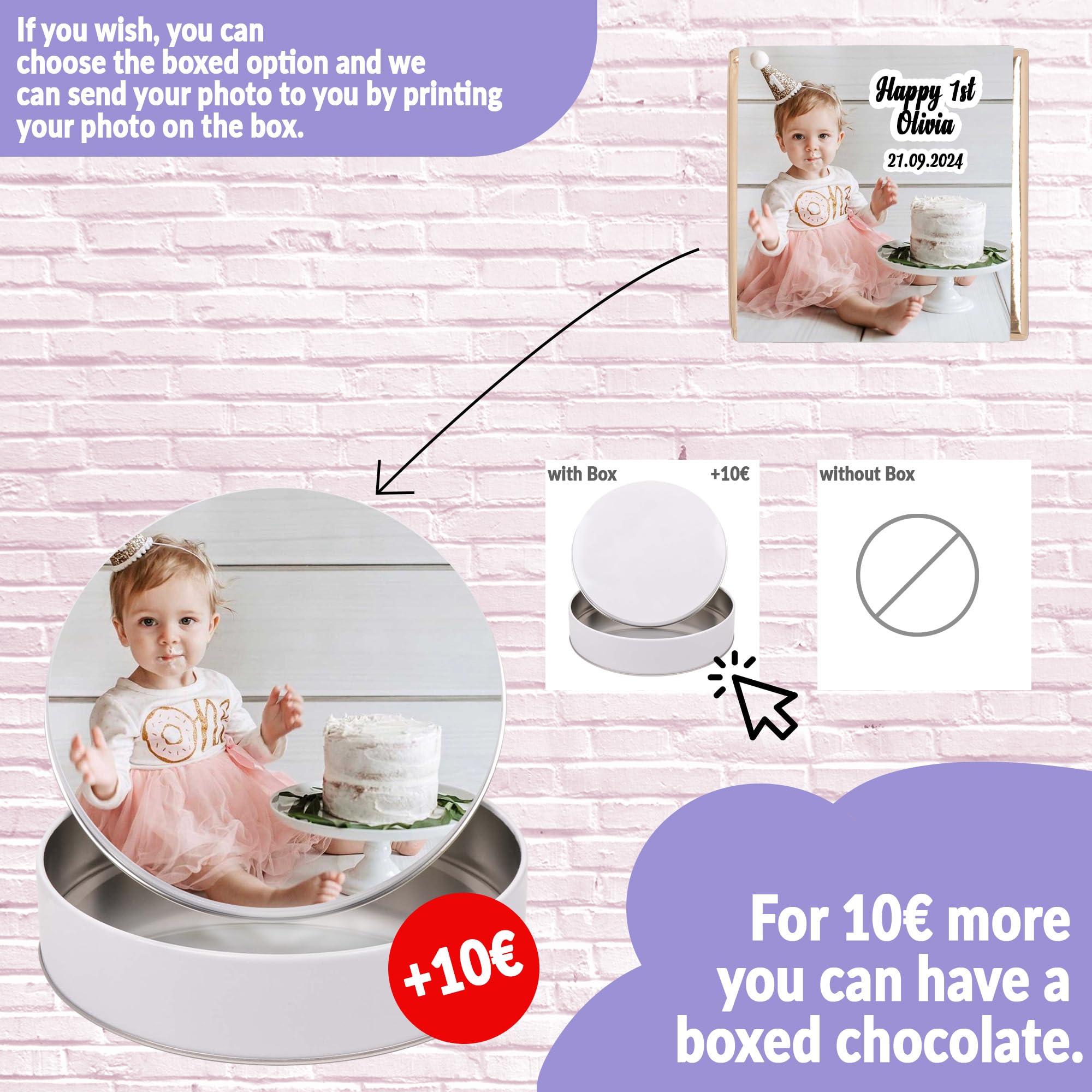 Personalisierte Baby-Foto-Schokolade, personalisierte Schokolade, personalisierbares Geburtstagsgeschenk mit Ihrem, Taufe, erstes Geburtstagsgeschenk