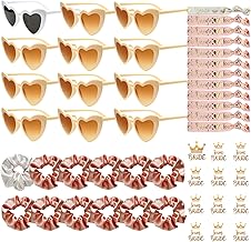 48 Pieces Glasses Bridal Shower Bride Team Bracelets Stickers Set,12 Heart Shaped Sunglasses,JGA Party Glasses,12 Bride Team Bracelets,12 Stickers,Wedding Decorations