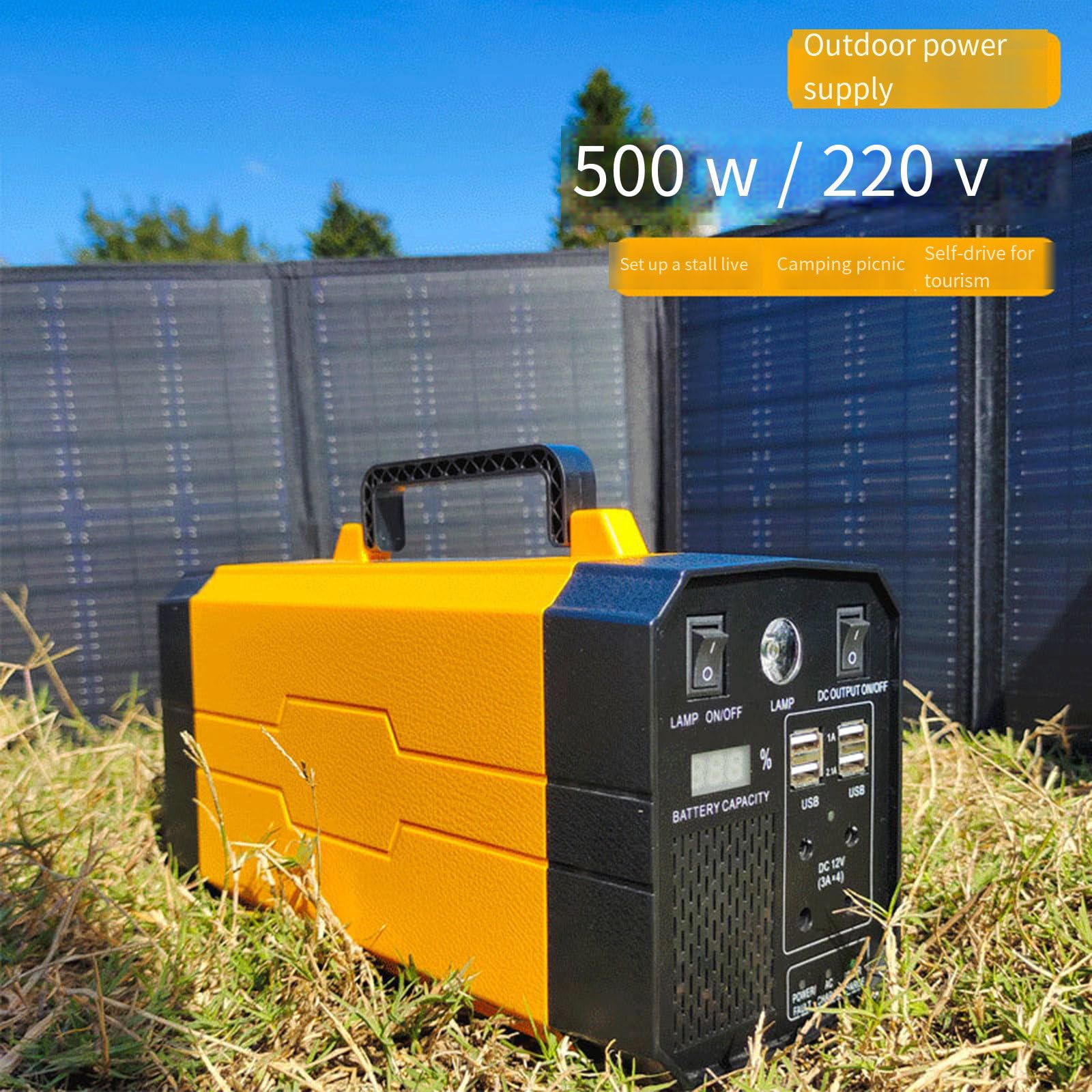 Générateur de Puissance Mobile Onde sinusoïdale Pure 500W Chargeur de Batterie Centrale 220V Camping en Plein air Alimentation de Secours,31AH