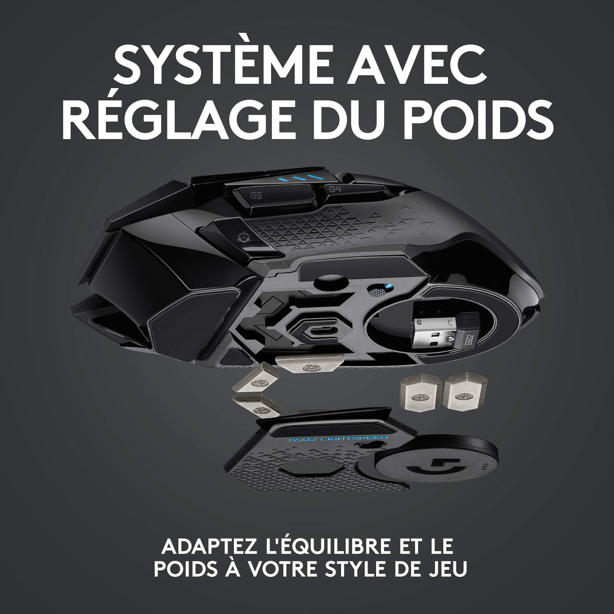 Logitech G502 LIGHTSPEED Souris sans Fil, Capteur Gaming HERO 25K, 25 600 PPP, RGB, Ultra-Léger, 11 Boutons Programmables, Batterie Longue Durée, POWERPLAY-compatible, PC, EU Packaging - Noire