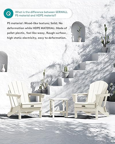 Miniatura 6 de SERWALL Silla plegable Adirondack  HIPS Adirondack Sillas para exteriores, resistentes a la intemperie, sillas para hoguera - Blanco