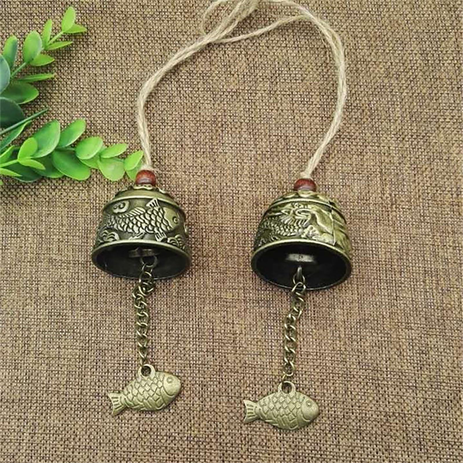 4 Pezzi Campanelli Eolici Feng Shui, Campanelli Eolici Cinesi Fengshui, Motivo Pesce Drago, Vintage Campana d'Epoca, per Giardino di Casa