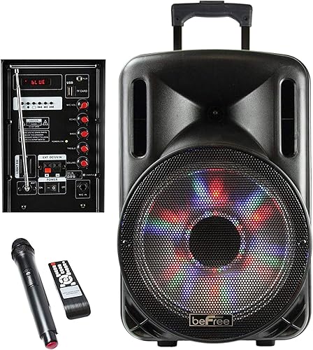 Miniatura 2 de beFree Sound 12 pulgadas 2500 vatios Bluetooth portátil partido PA altavoz con luces iluminadoras y USBMicroSDAUX-inFM RadioDV12V entradas