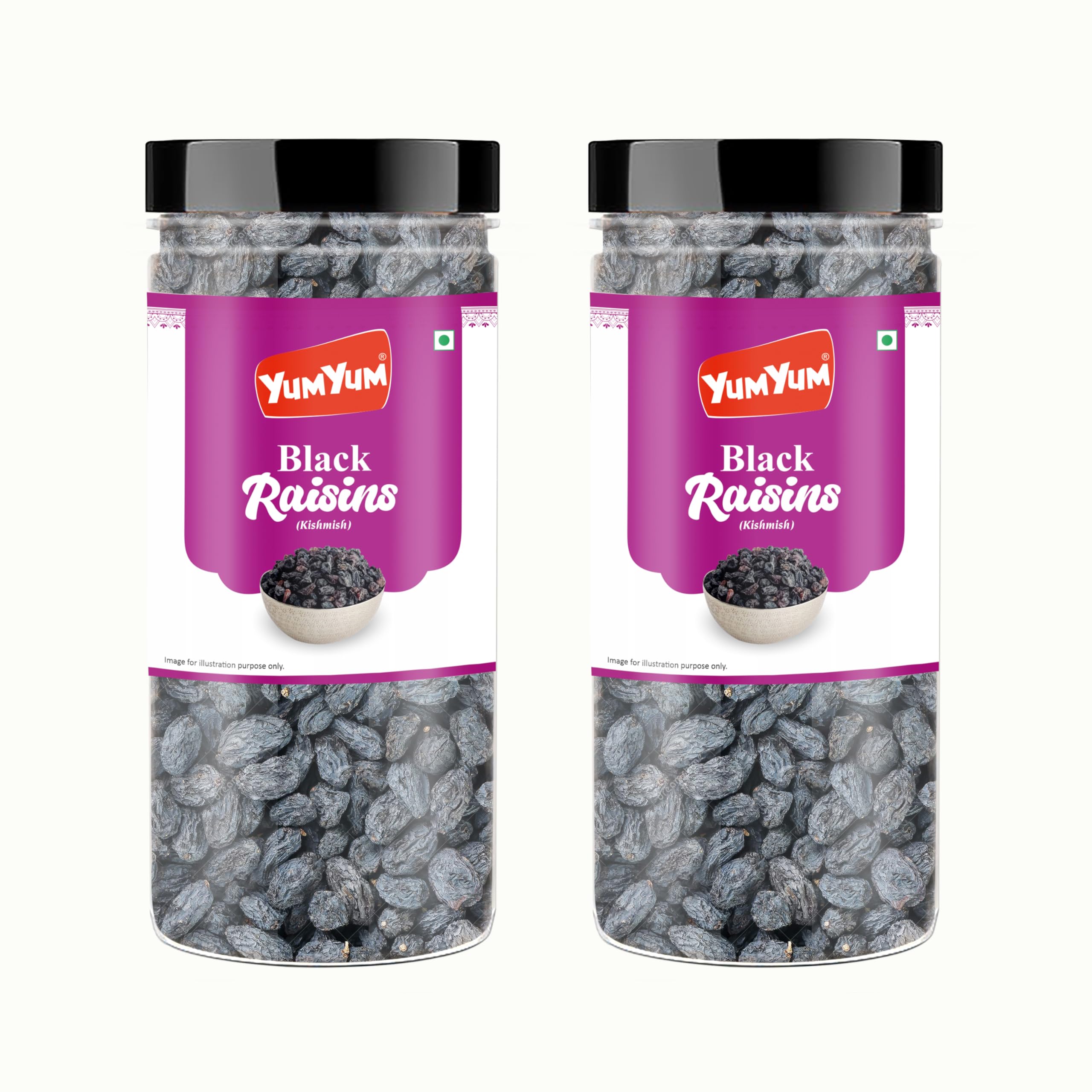 YUM YUM Premium Seedless Dried Black Raisins (Kali Kishmish) Dry Fruit 500 grams (Pack of 2-250 grams Each Jar) (B095Z93J1H) Amazon Price History, Amazon Price Tracker