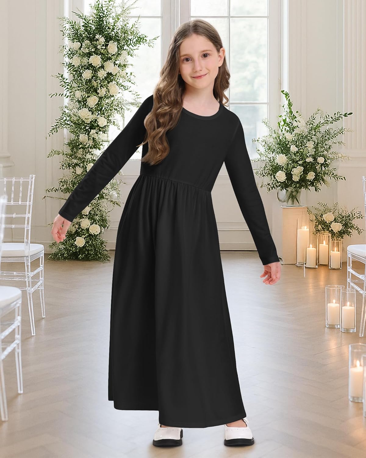 Stelle Girls Maxi Dress Long Sleeve Crew Neck Casual Dresses Fall Flowy Dress with Pockets Party Holiday Outfits - Image 2