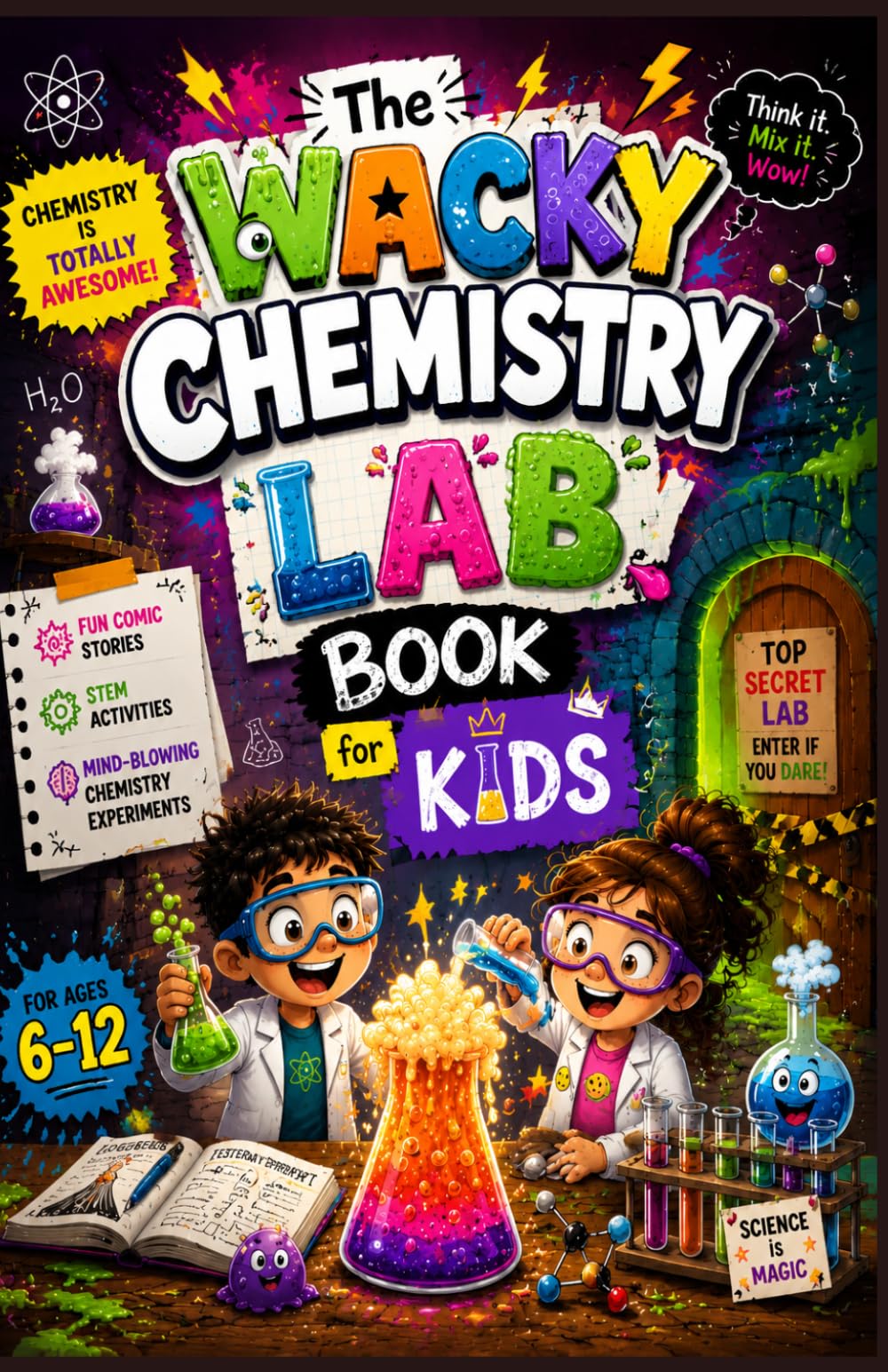The Wacky Chemistry Lab Book for Kids: Fun Comic Stories, STEM Activities, and Mind-Blowing Chemistry Experiments for Ages 6–12
