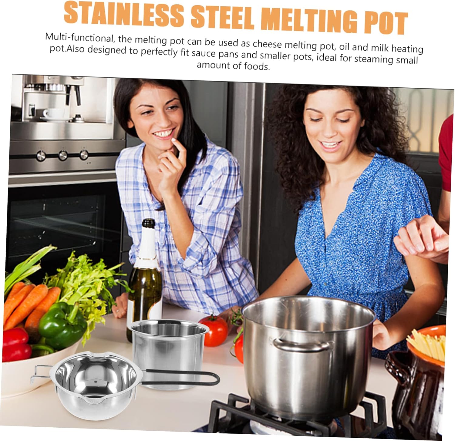 SECFOU 1set Chocolate Melting Pot Stainless Steel Double Boiler for Melting Butter Cheese and Wax Kit with Scraper for Baking and Candle Making