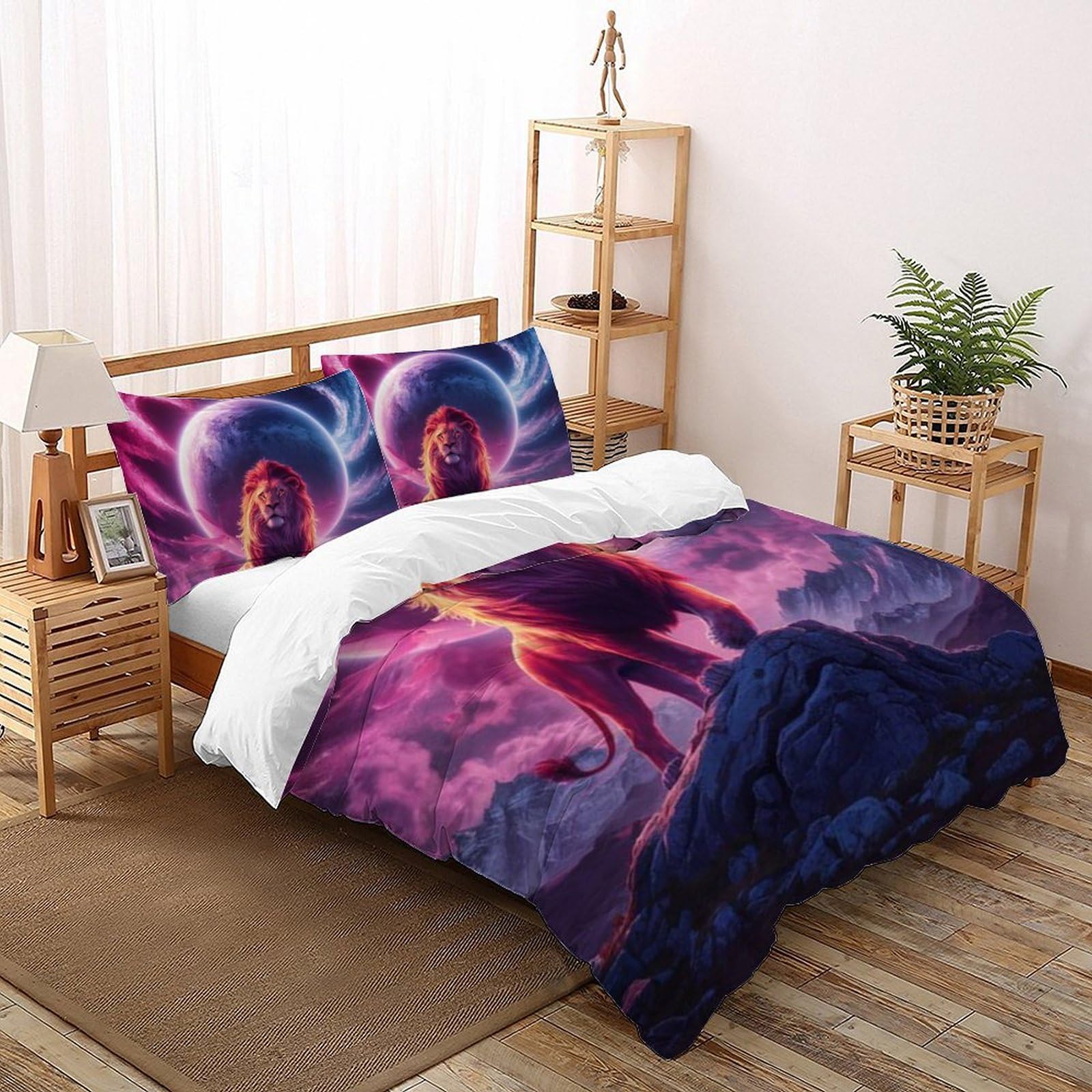 Housse de couette microfibre imprimé 3D animaux 260x220 zipper