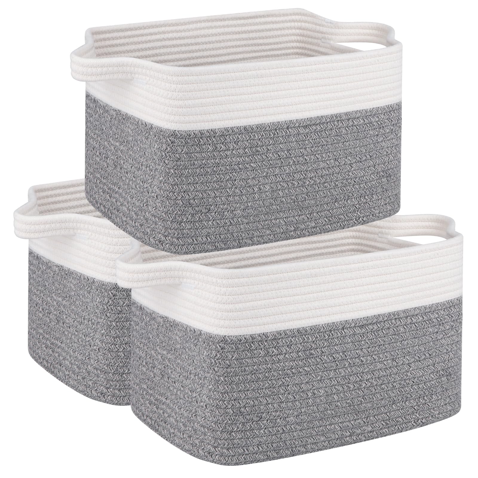 OIAHOMY 3 Pack Storage Basket for Organizing, 13''X9.85''X8.7'' Storage Bins,Woven Basket Basket with Handles, Toy Storage Basket Bin,Stylish Room
