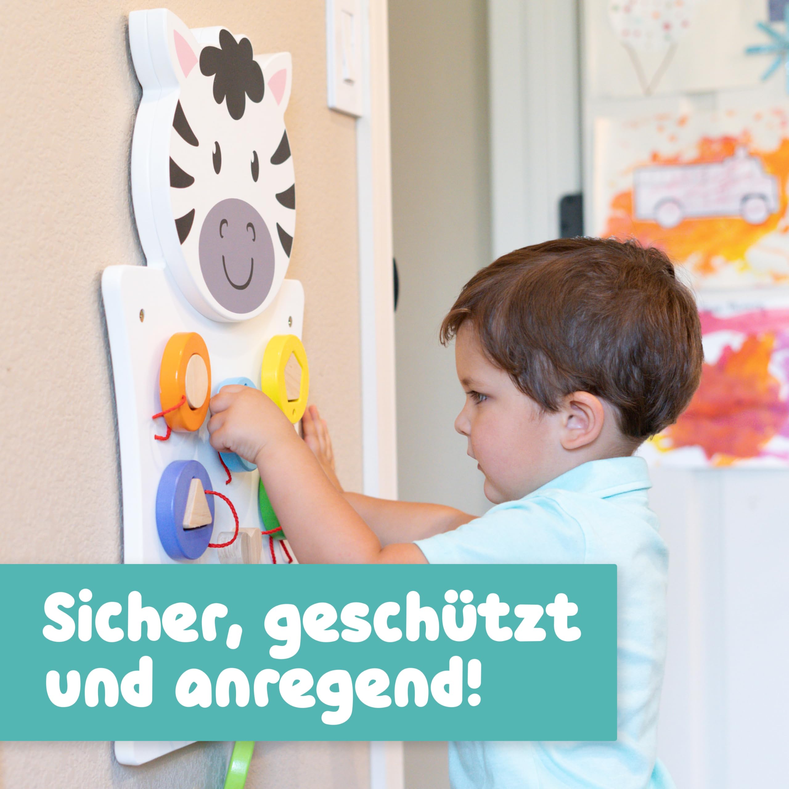 LEARNING ADVANTAGE Spark & Wow Zebra Spieltafel und Aktivitätscenter - wandmontiertes Spielzeug für Kinder ab 18 Monaten - Dekoration für Kinderzimmer und Spielbereiche