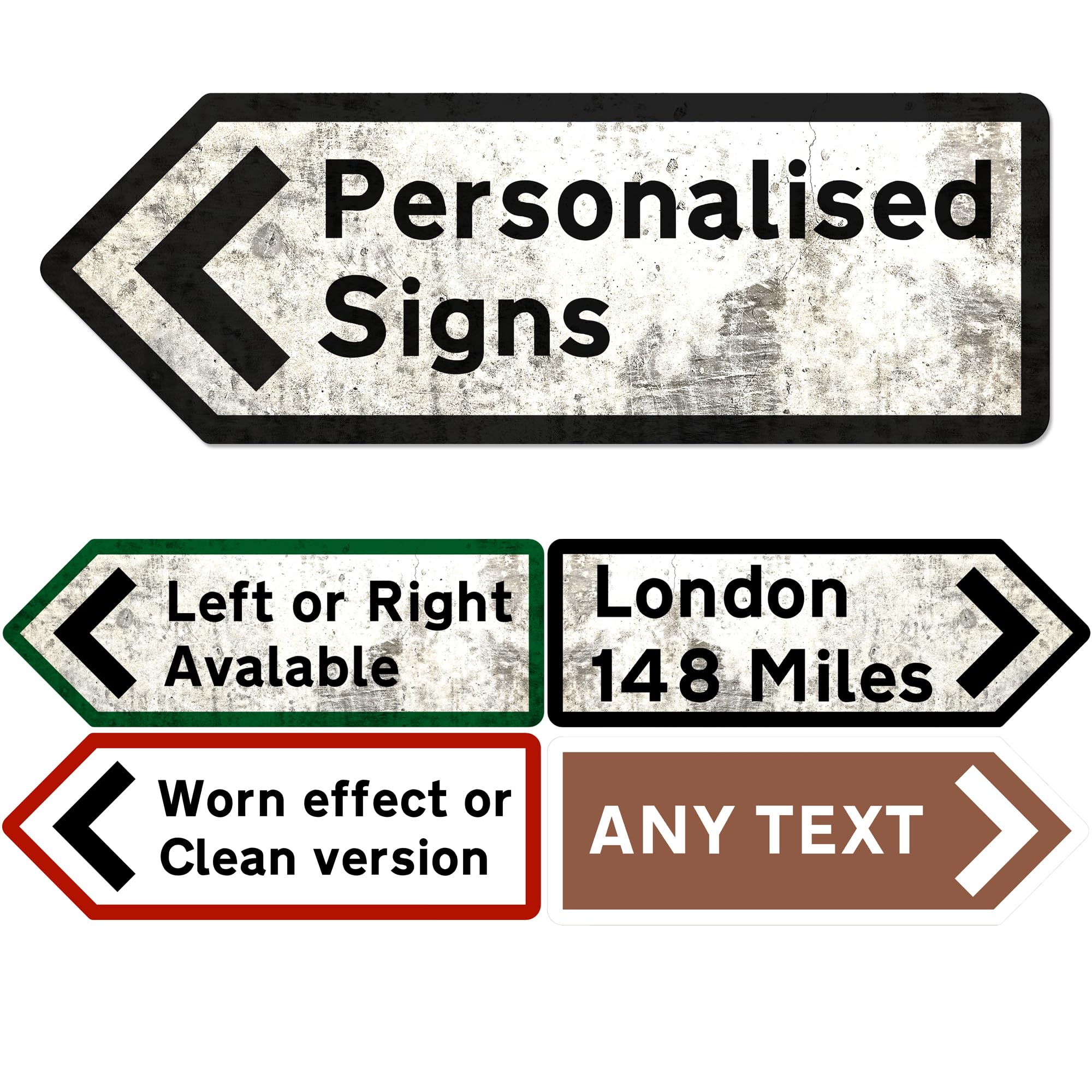 Personalised UK Direction Arrow Signs | Custom Printed Metal Plaque/Sign