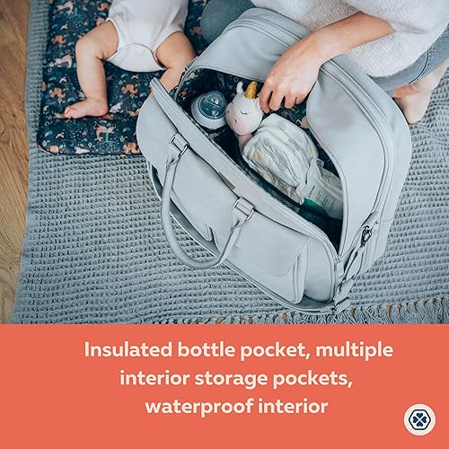 Miniatura 3 de Bolsa de pañales plegable compacta y cuna de viaje resistente al agua con correa de fijación para cochecito, Gris susurro, Mochilas de viaje