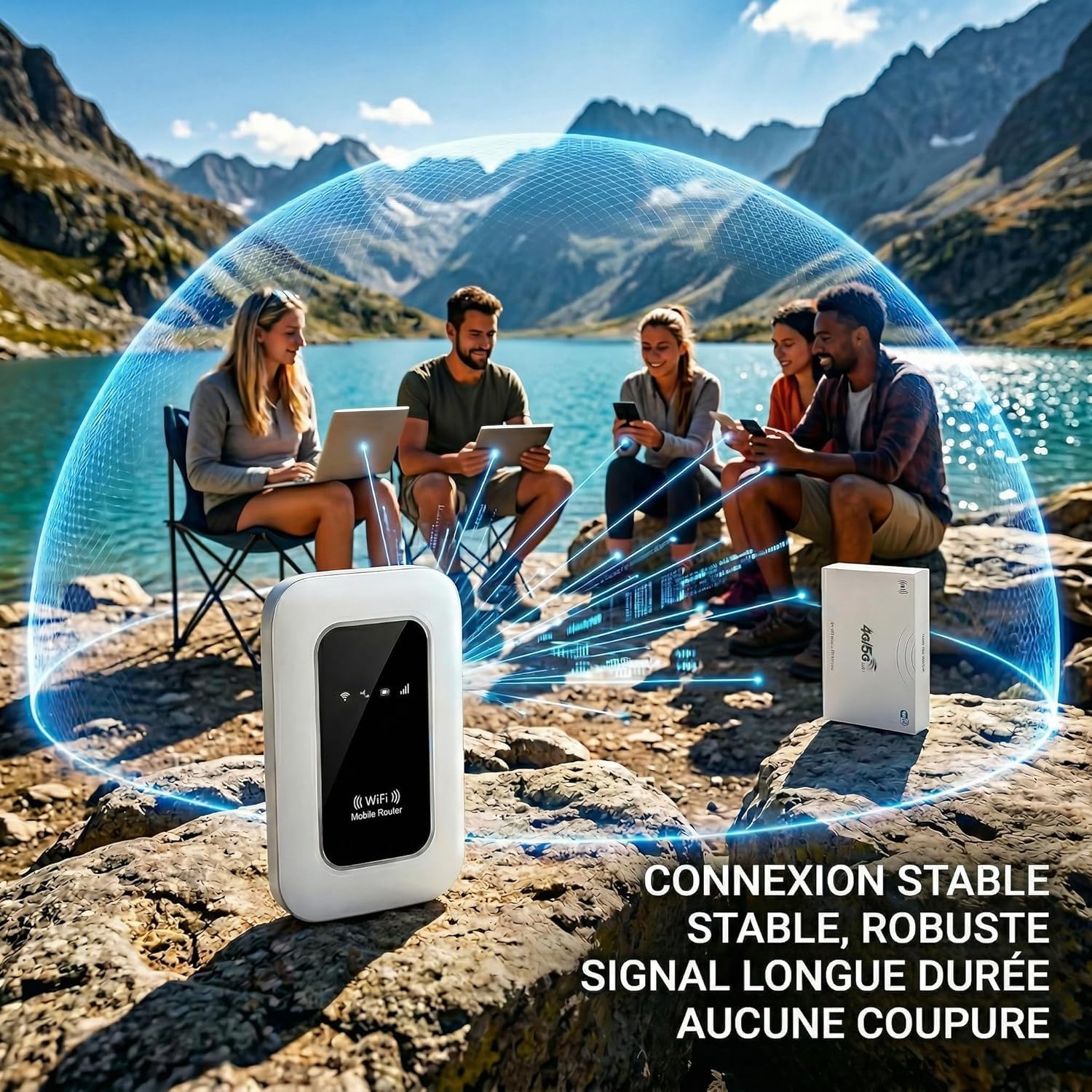 Routeur 5G Portable WiFi 6 Débloqué Carte SIM, 300Mbps, Toute l'europe | Slot SIM débloqué,Haut débit 5G/4G+,Toute l'Europe,28 appareils,WPA3 sécurisé,2100mAh,12h autonomie,voyages et télétravail