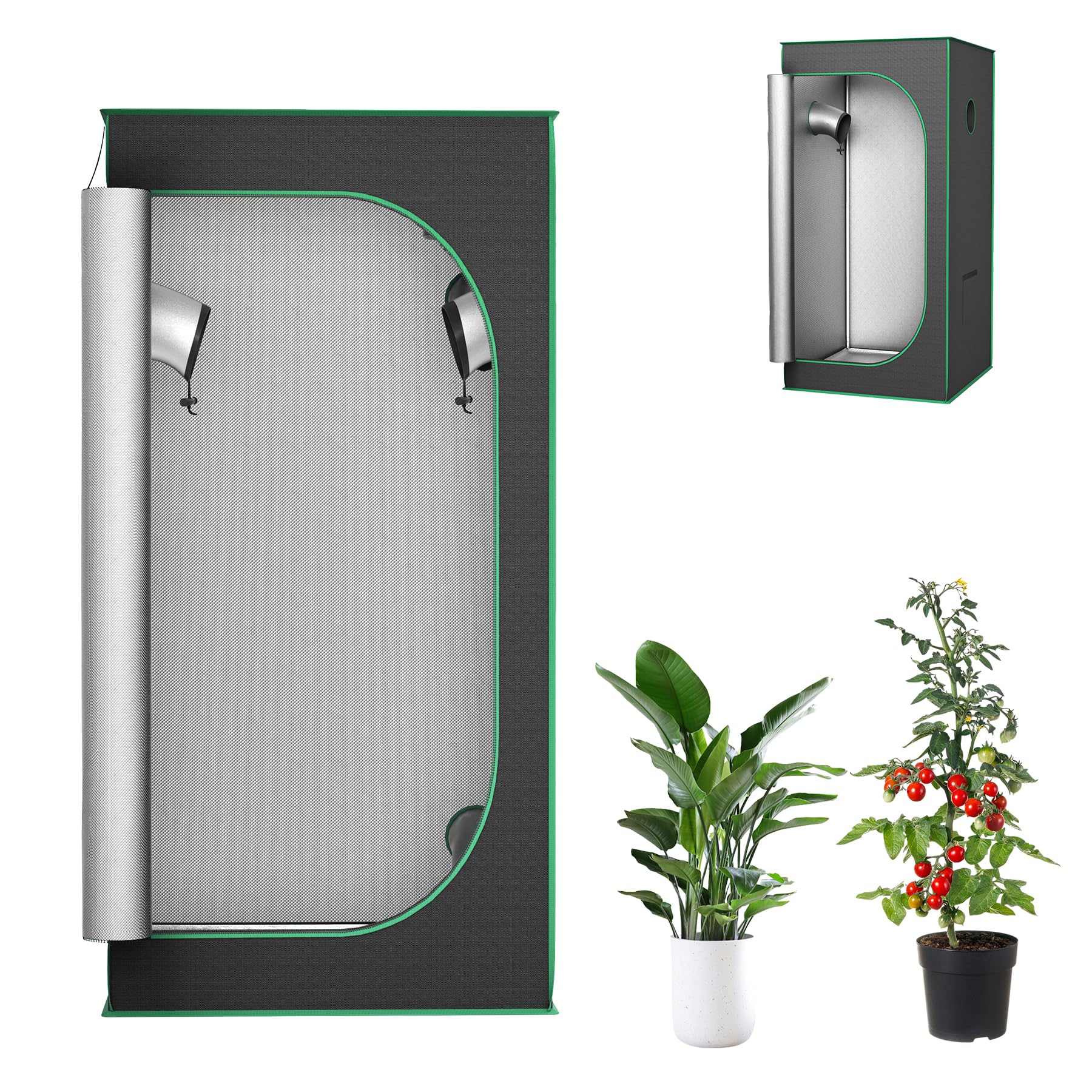 Tente de culture d'intérieur - 80 x 80 x 160 cm - Avec film intérieur réfléchissant - Tissu Oxford 600D et cadre en acier - Armoire de culture pour légumes, fleurs et herbes