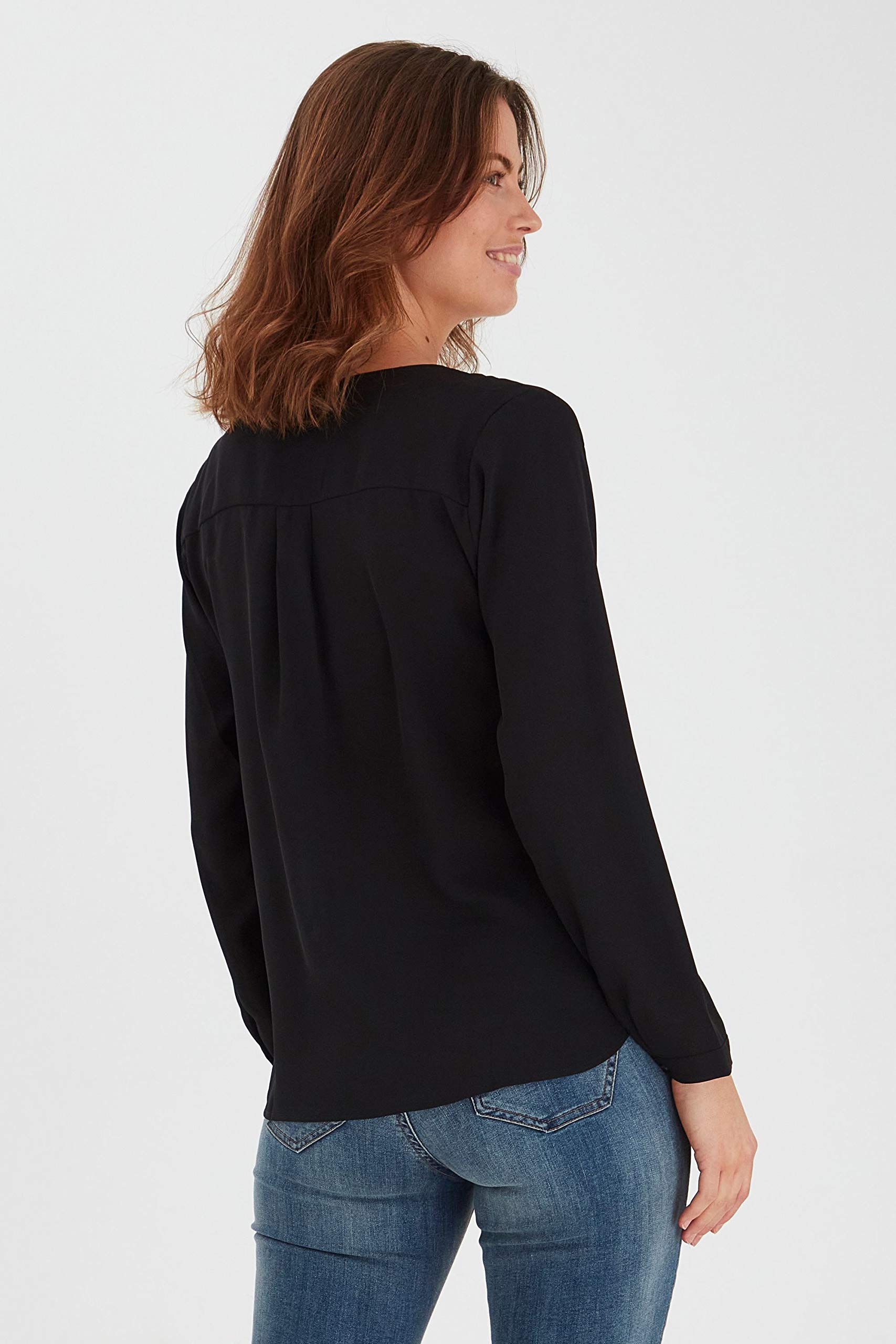 b.young BYHialice Damen Bluse Hemdbluse Langarm mit V-Ausschnitt