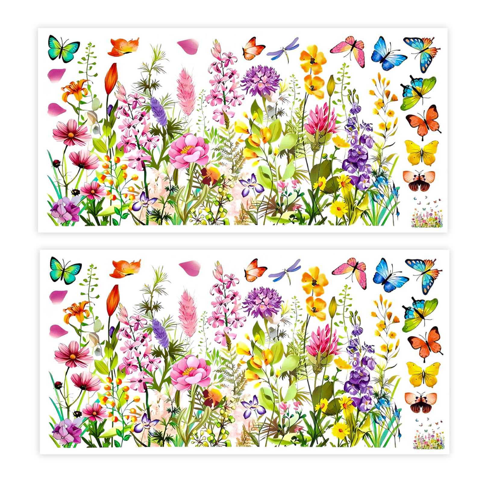 Autocollants amovibles pour fenêtre de salon et cuisine ambiance jardin coloré 30x60cm