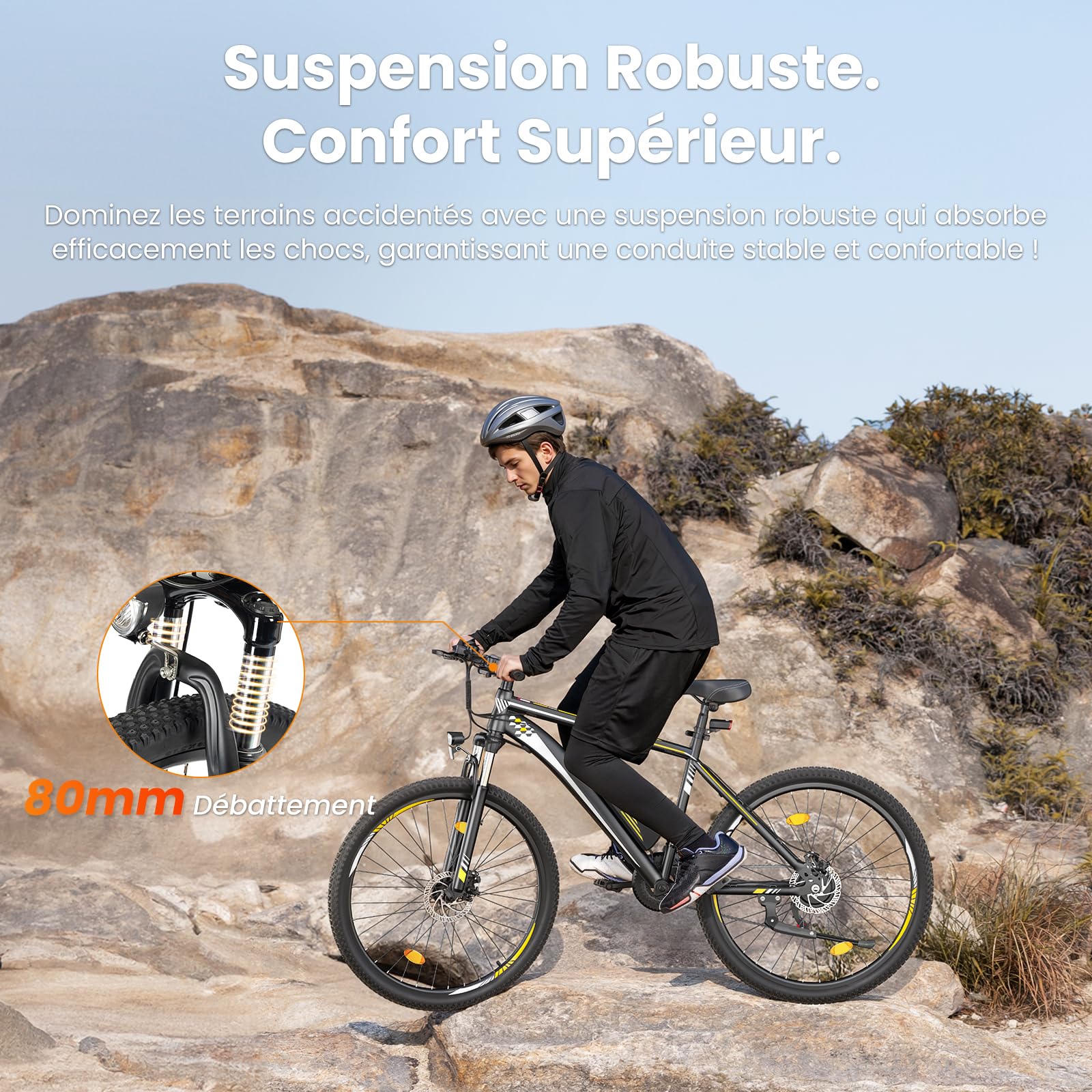 Touroll U1 Vélo Électrique 26" 29" VTT Électrique Adulte 250 W Batterie Amovible 13AH Autonomie 65 km E-Bike 21 Vitesses