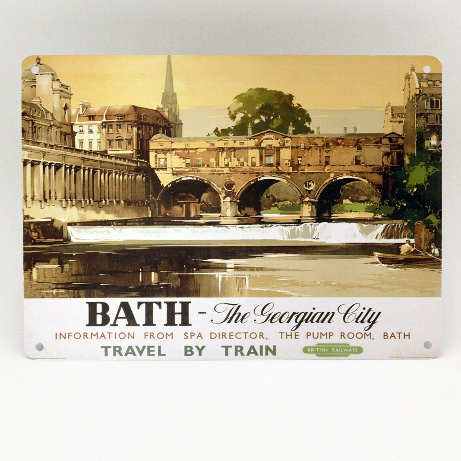 Inga BATH RAILWAY POSTER BUCKLE METAL SIGN BRITISH RAIL TRAVEL TRAIN VINTAGE METAL TIN SIGN 8x12 inches