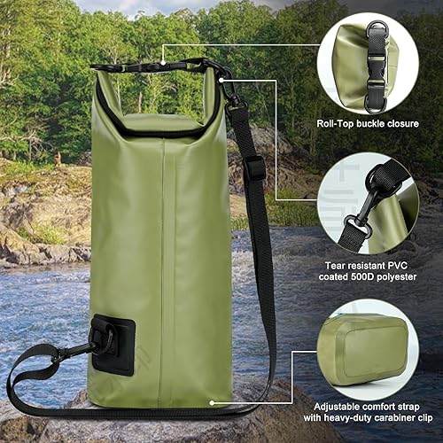 Miniatura 5 de Bolsa seca impermeable de 2 litros, funda enrollable para teléfono de playa, bolsa seca ligera para natación, kayak, campamento, pesca, viajes,