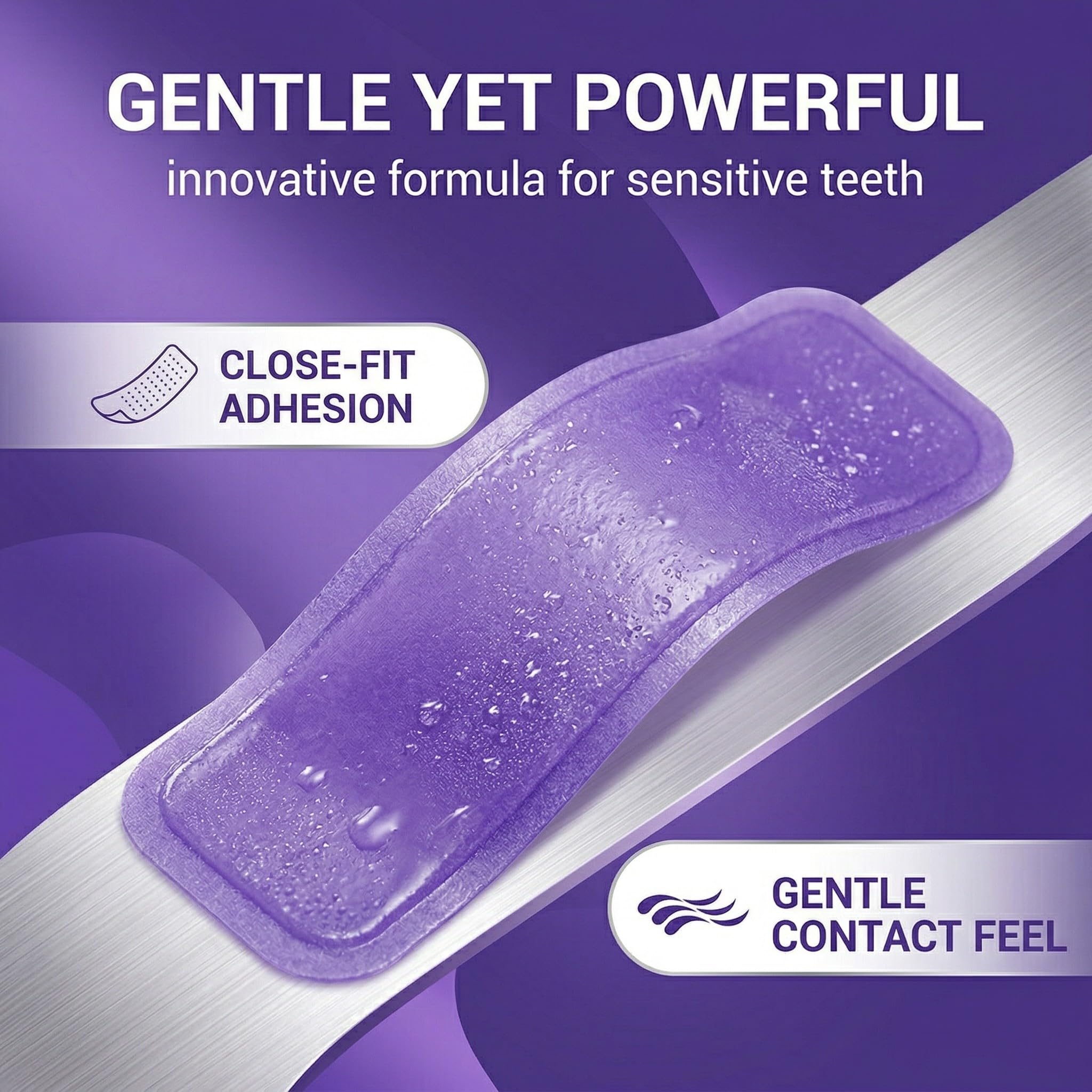 14pc Tiras de blanqueamiento de dientes moradas | Suave con el esmalte | Adecuado para dientes sensibles | Resultados RáPidos | Ideal para manchas de café, vino, humo-D