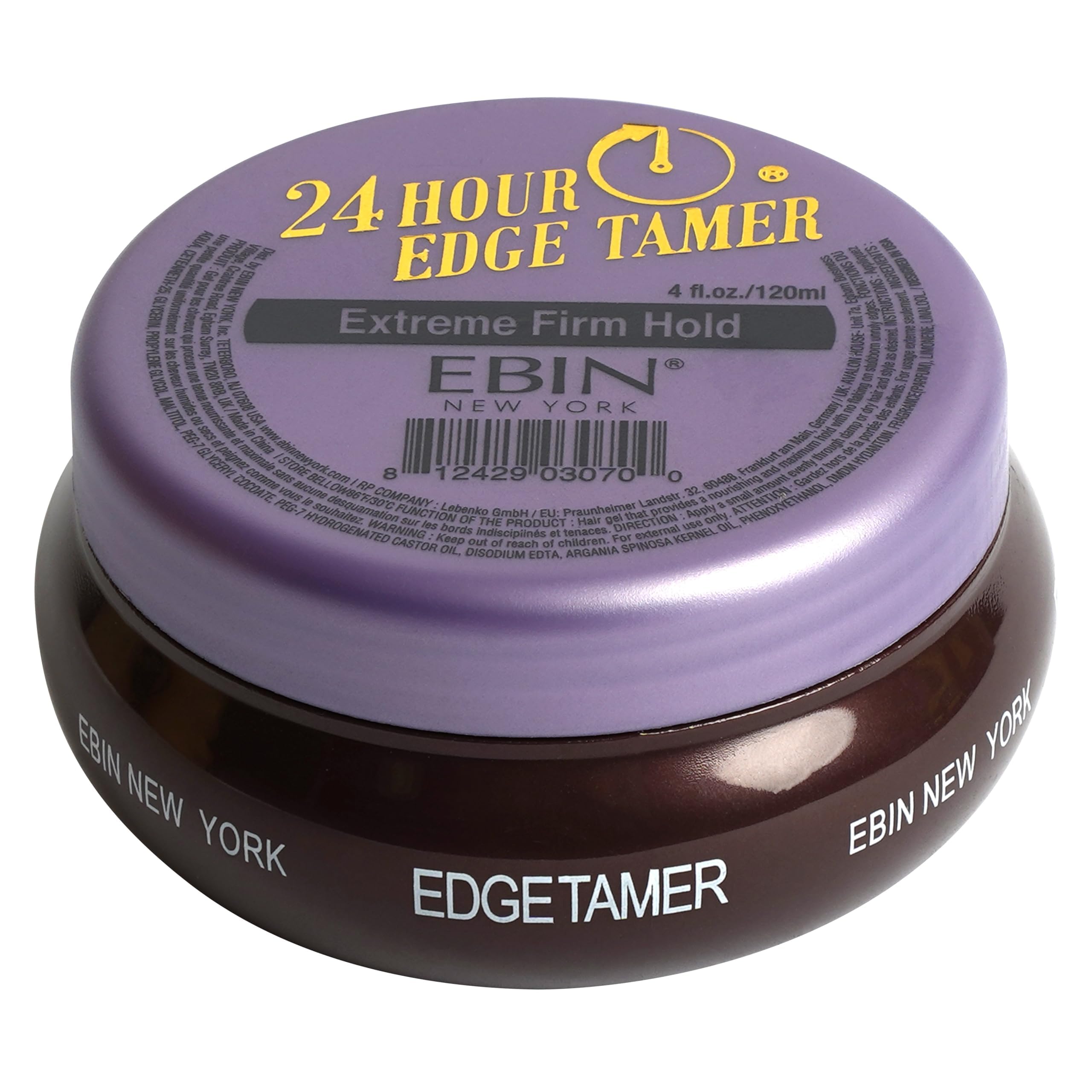 24 Hour Edge Tamer Extreme Firm Hold 120 ml Strong Edge Control Gel, No Flaking, Sleek Smooth Finish, Long Lasting, Argan & Castor Oil